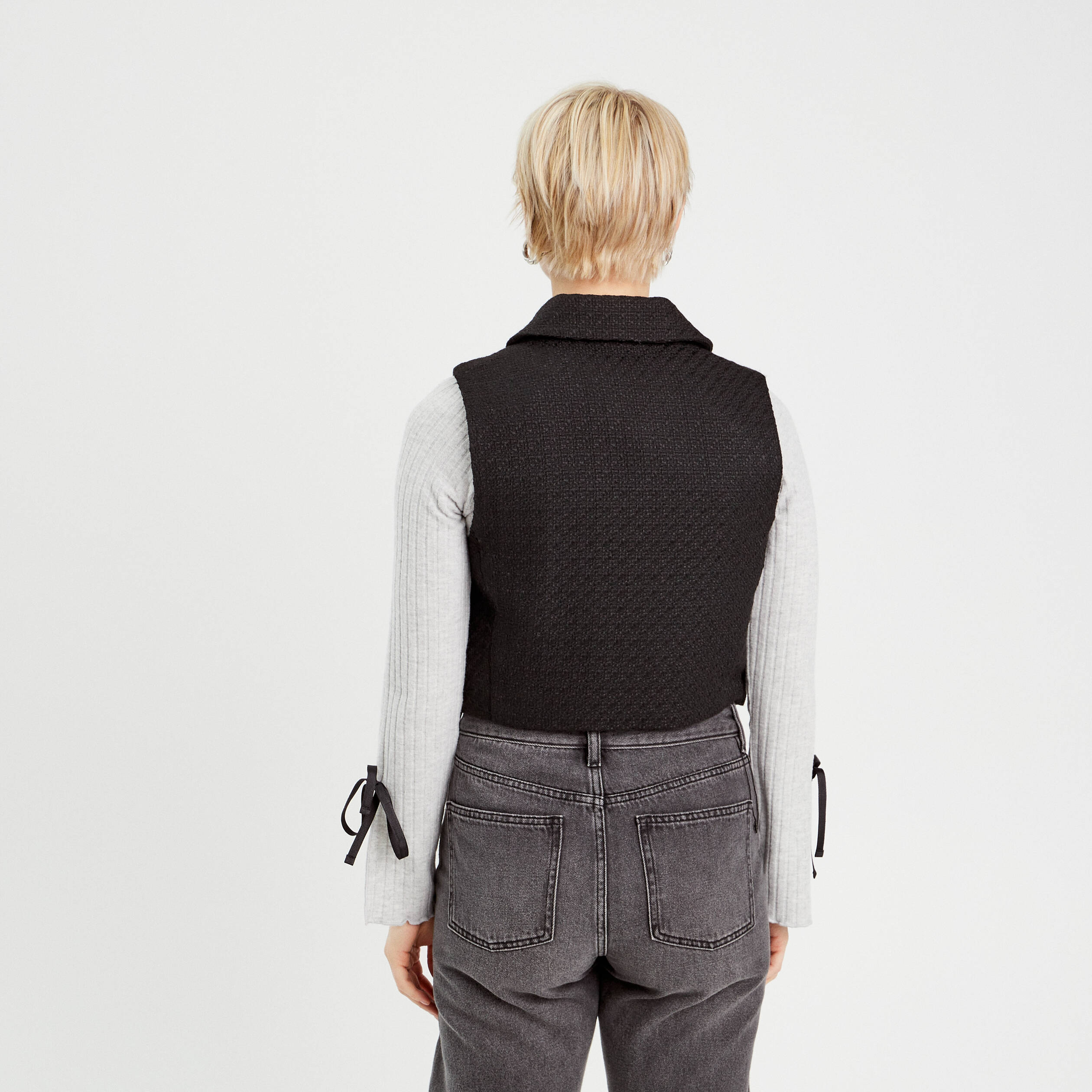 トップス Heve Tweed Gilet black Tweed Gilet navy | HEVE