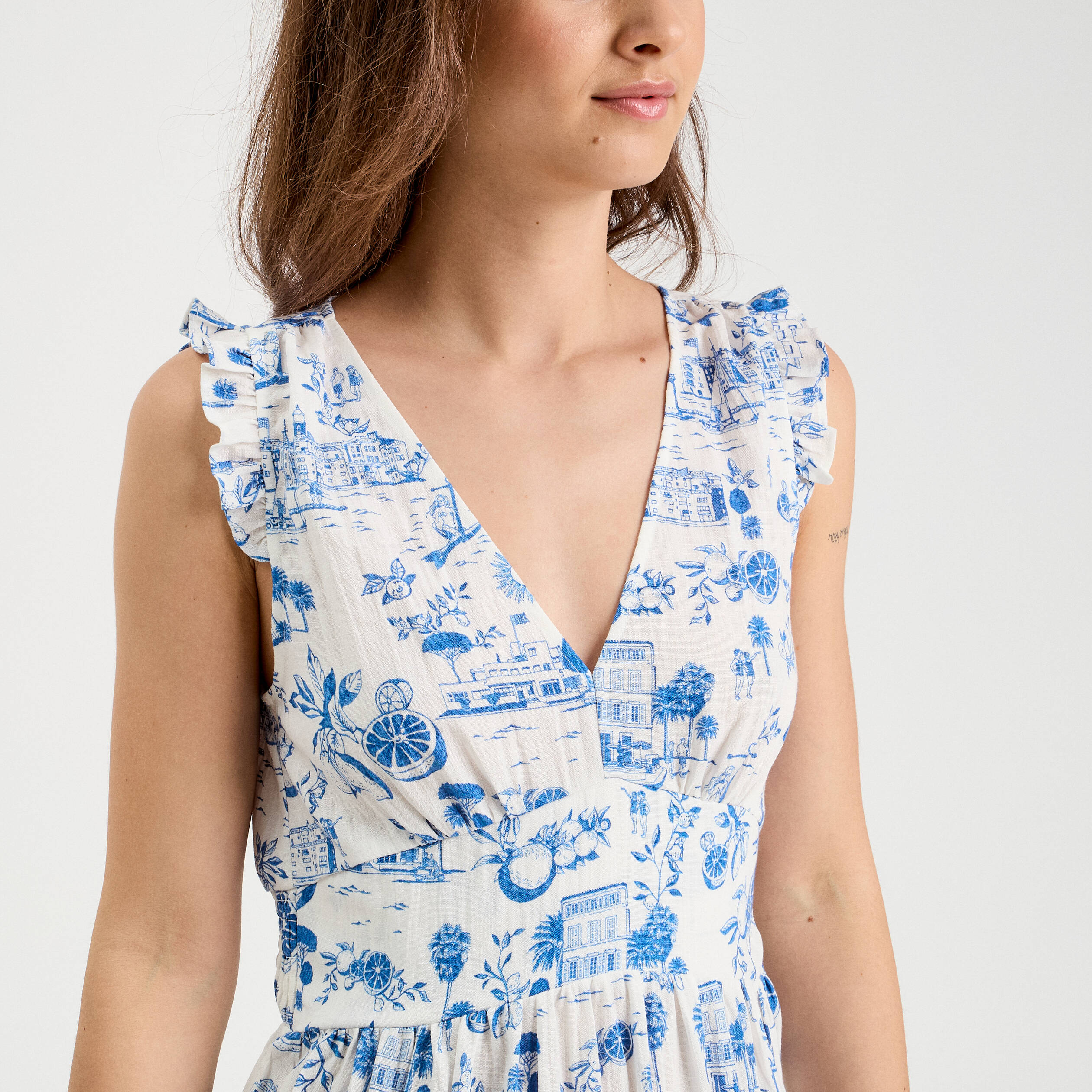 Robe longue évasée bleu roi femme