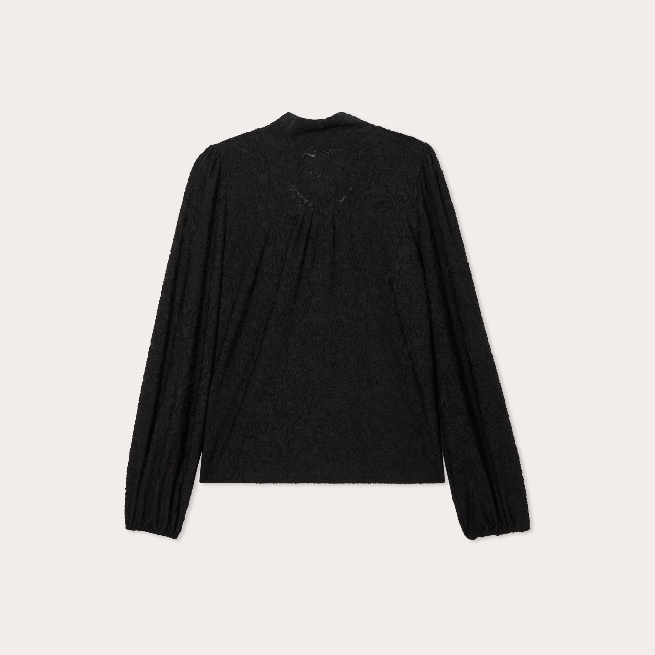 Blouse col lavalli&egrave;re noir femme