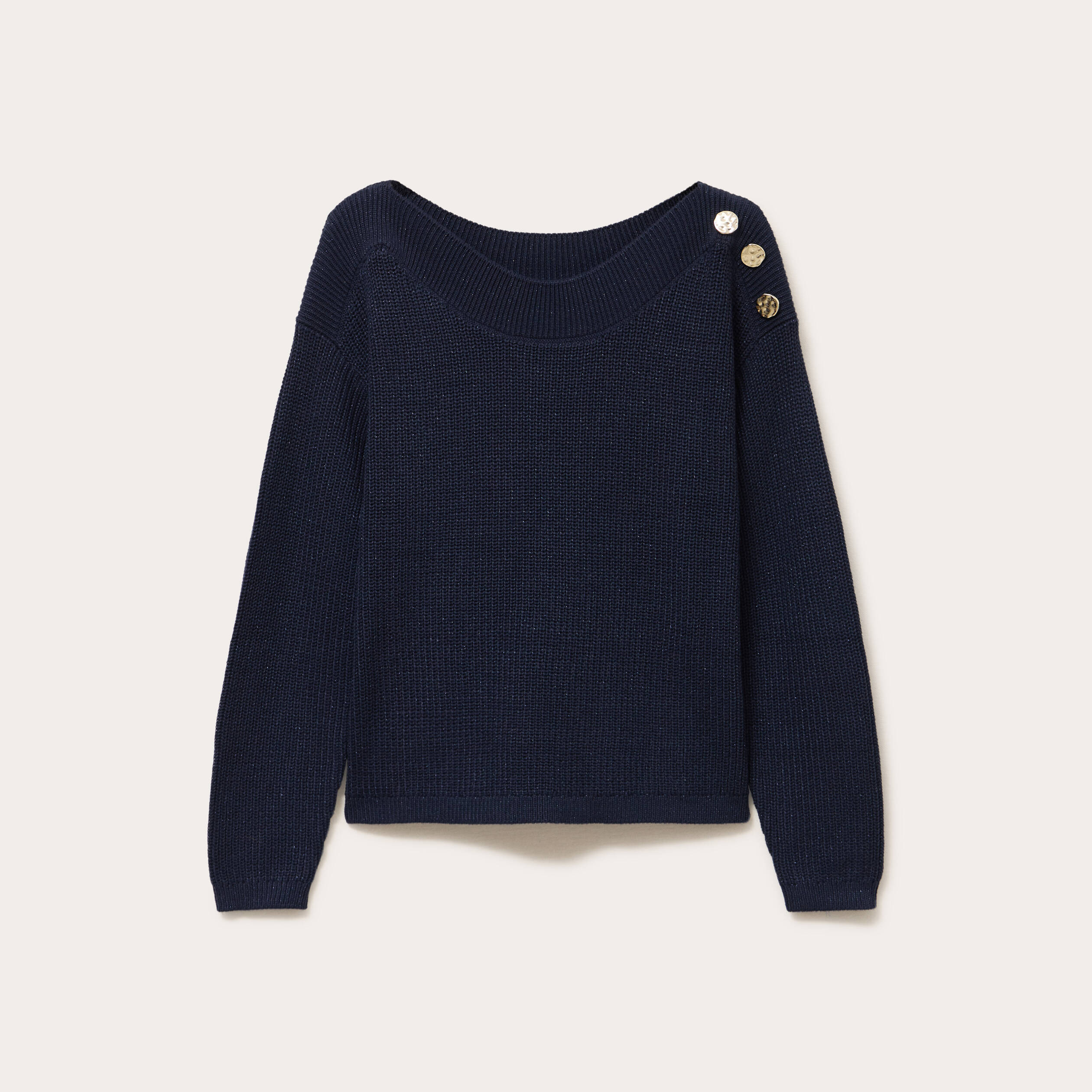Pull col bateau bleu marine femme
