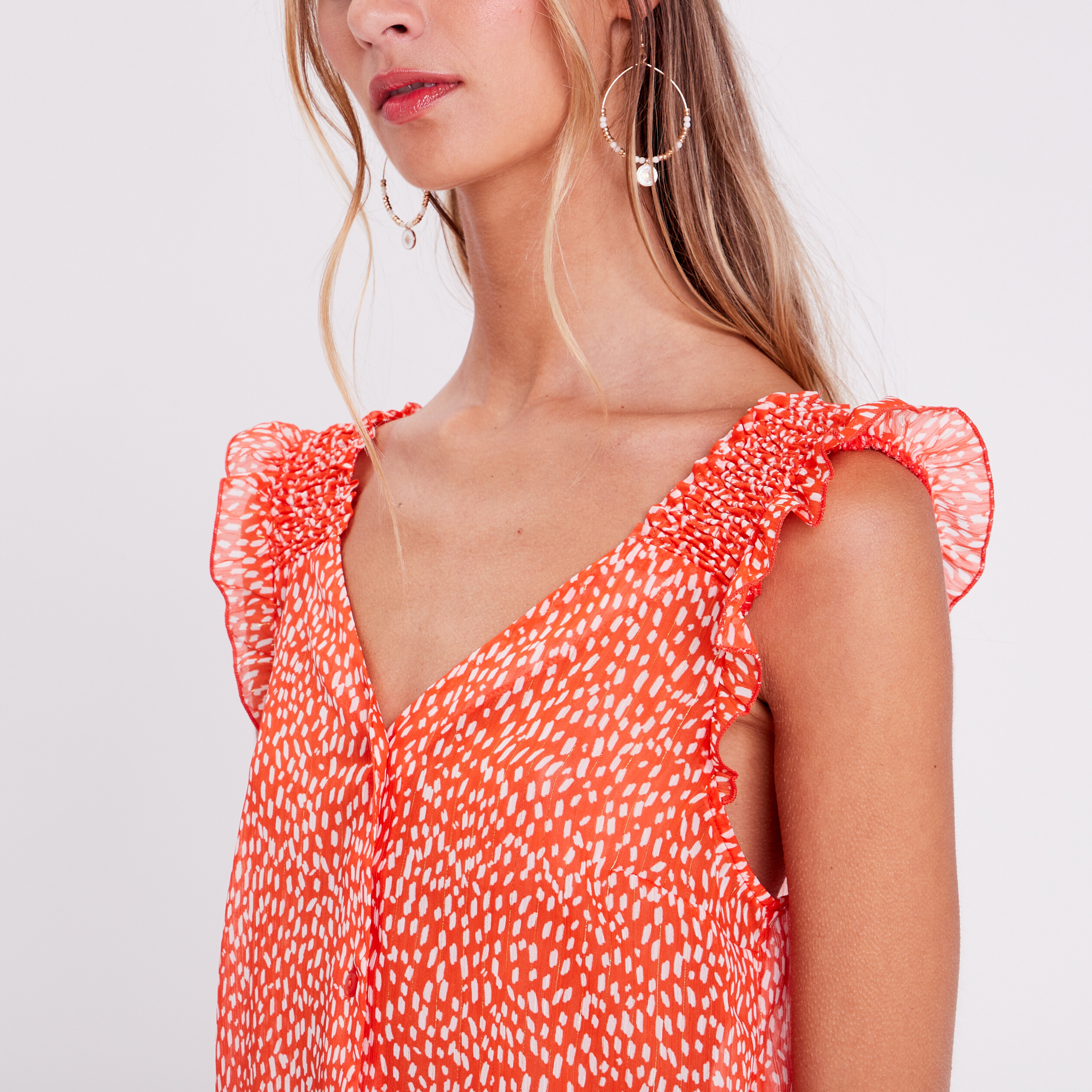Blouse sans manches rouge femme