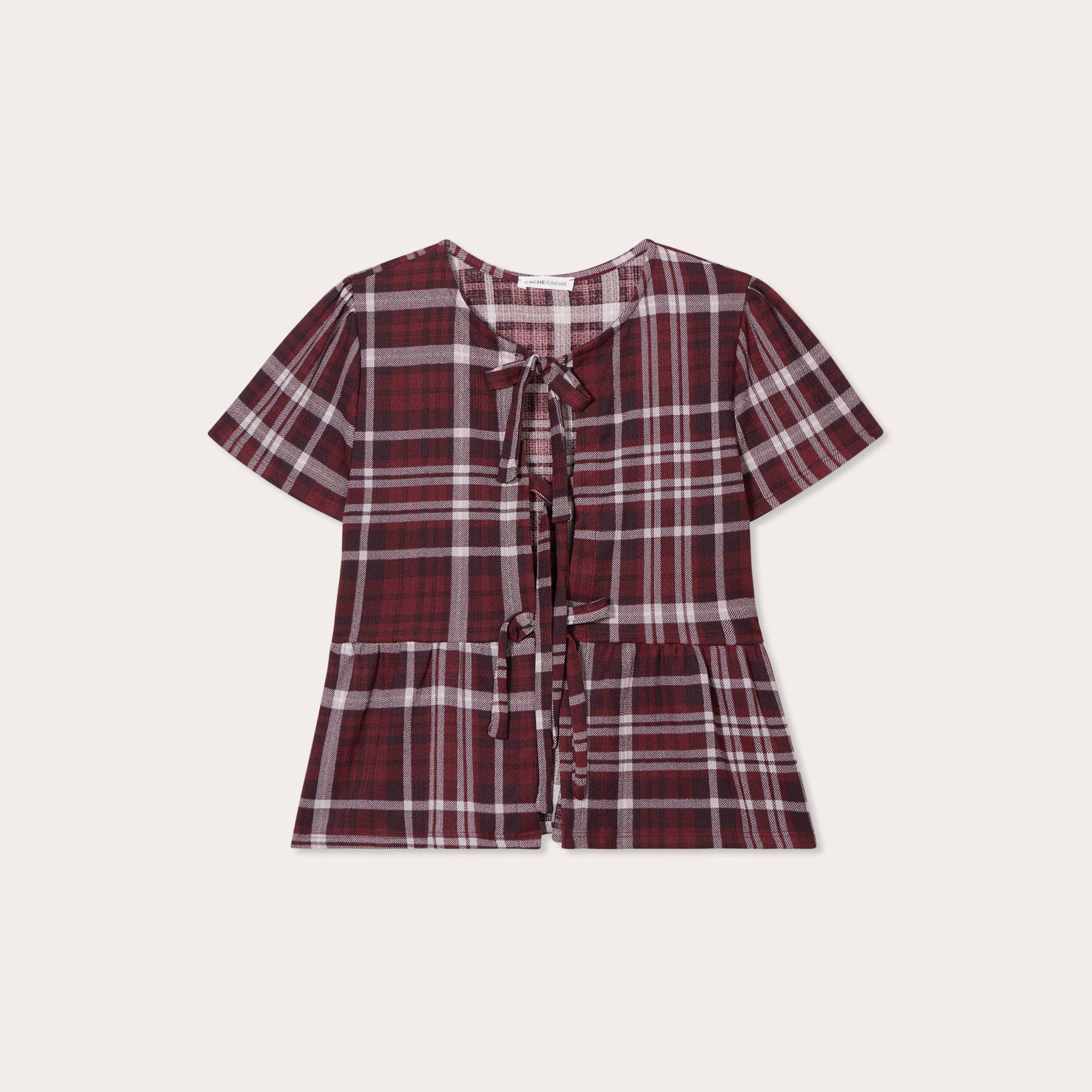Blouse avec noeuds bordeaux femme