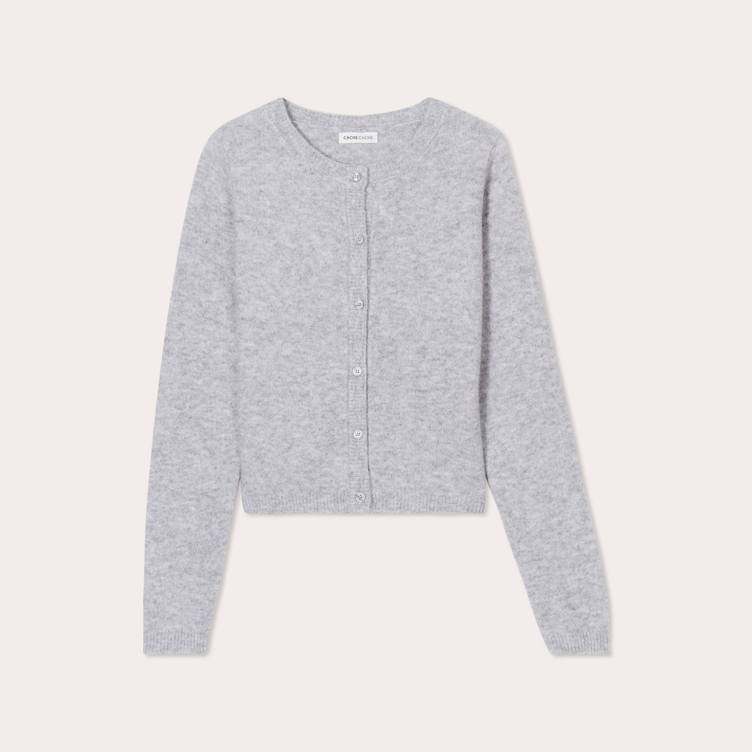 Gilet boutonné manches longues gris foncé femme