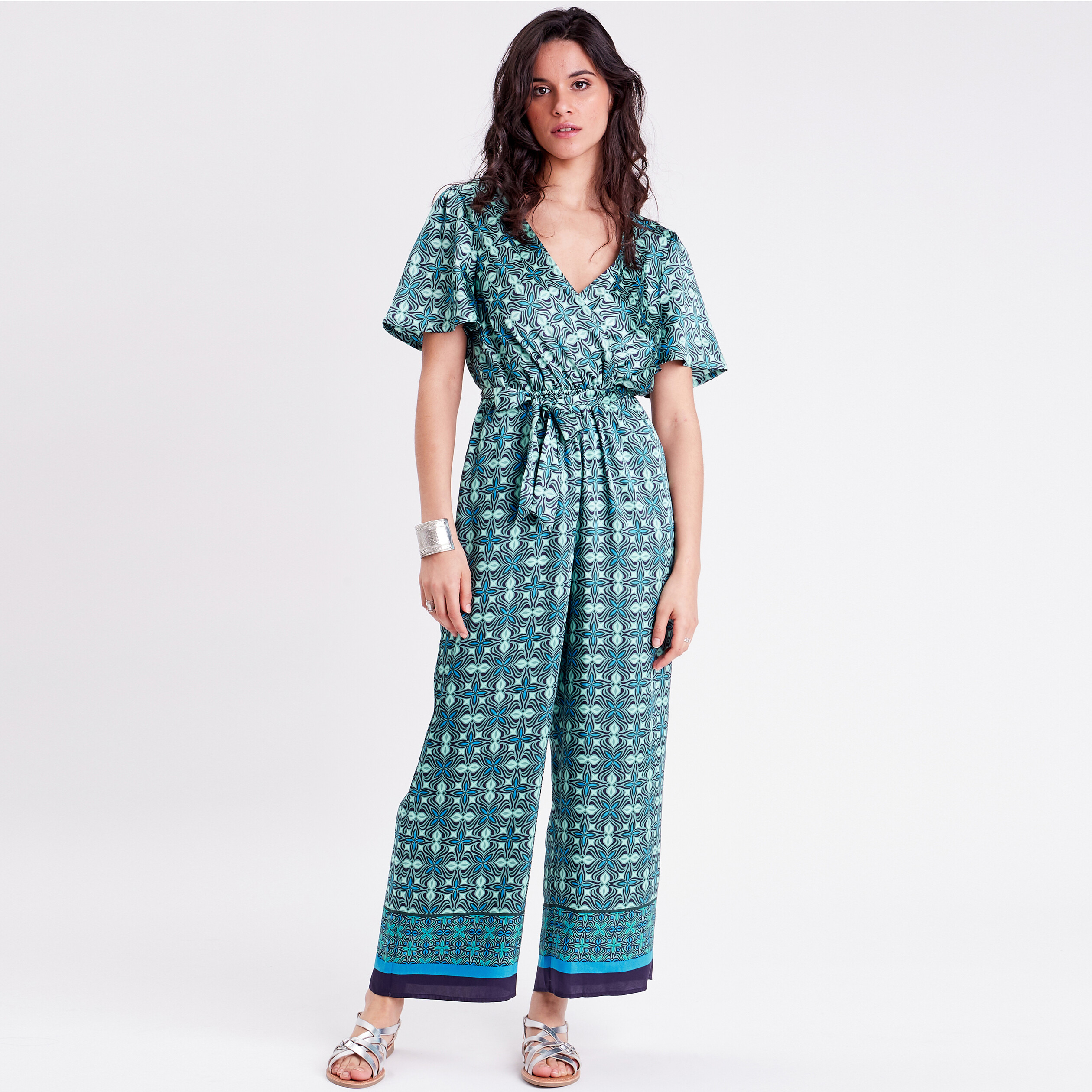 Combinaison pantalon large vert menthe femme