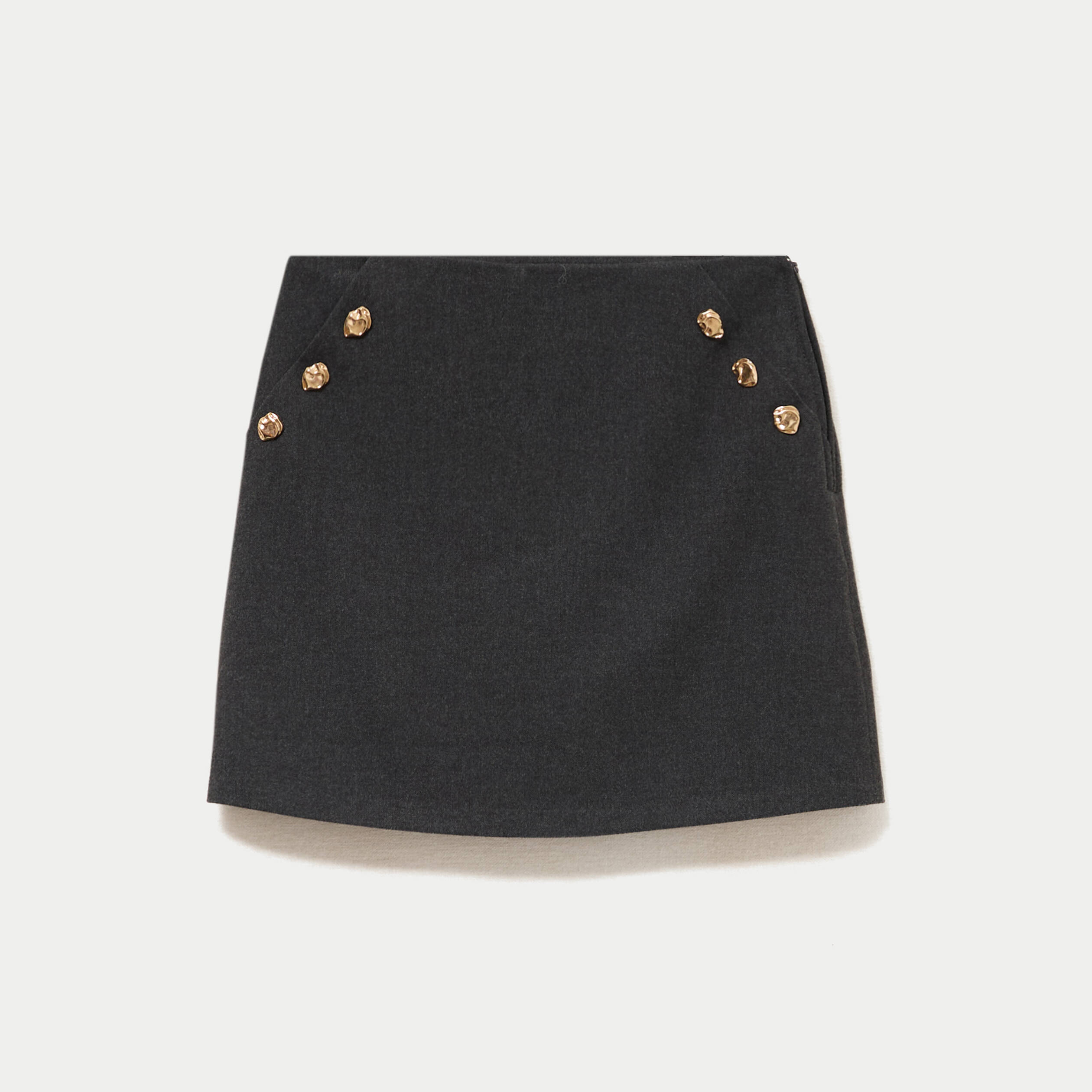 Jupe-short trap&egrave;ze fluide gris femme