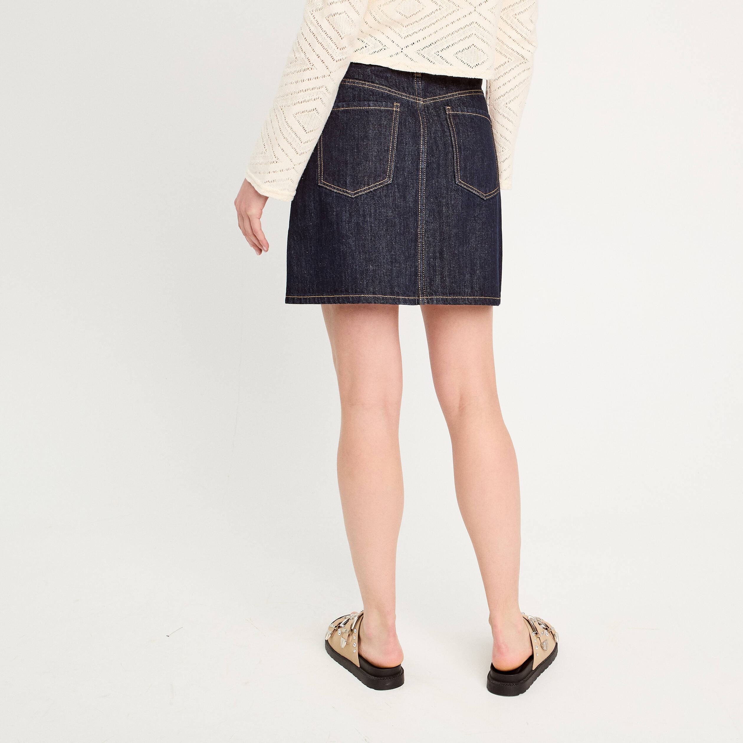 jupe trapeze en jean denim brut femme Jupe trapèze en jean denim brut femme