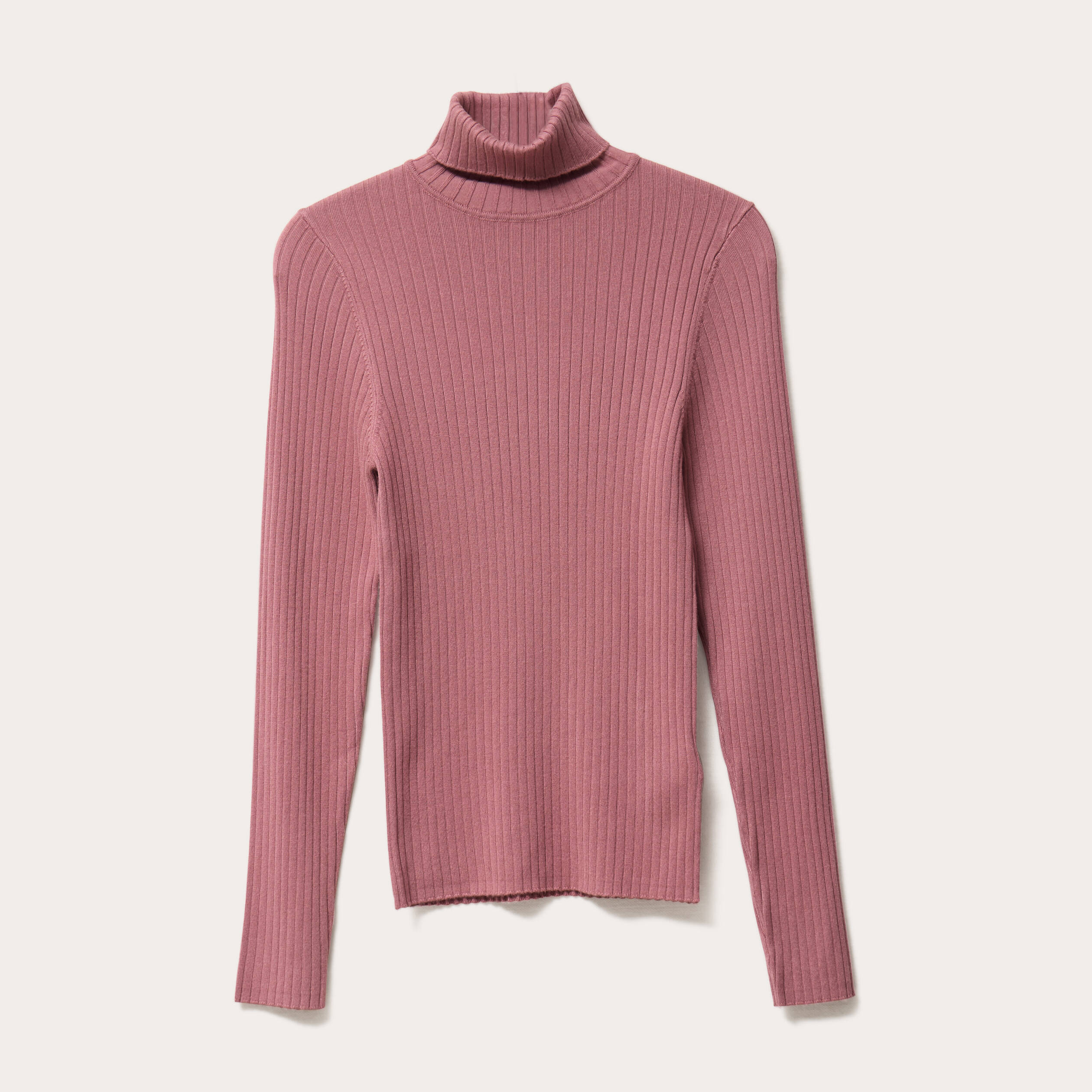 Pull côtelé col roulé vieux rose femme Vibs