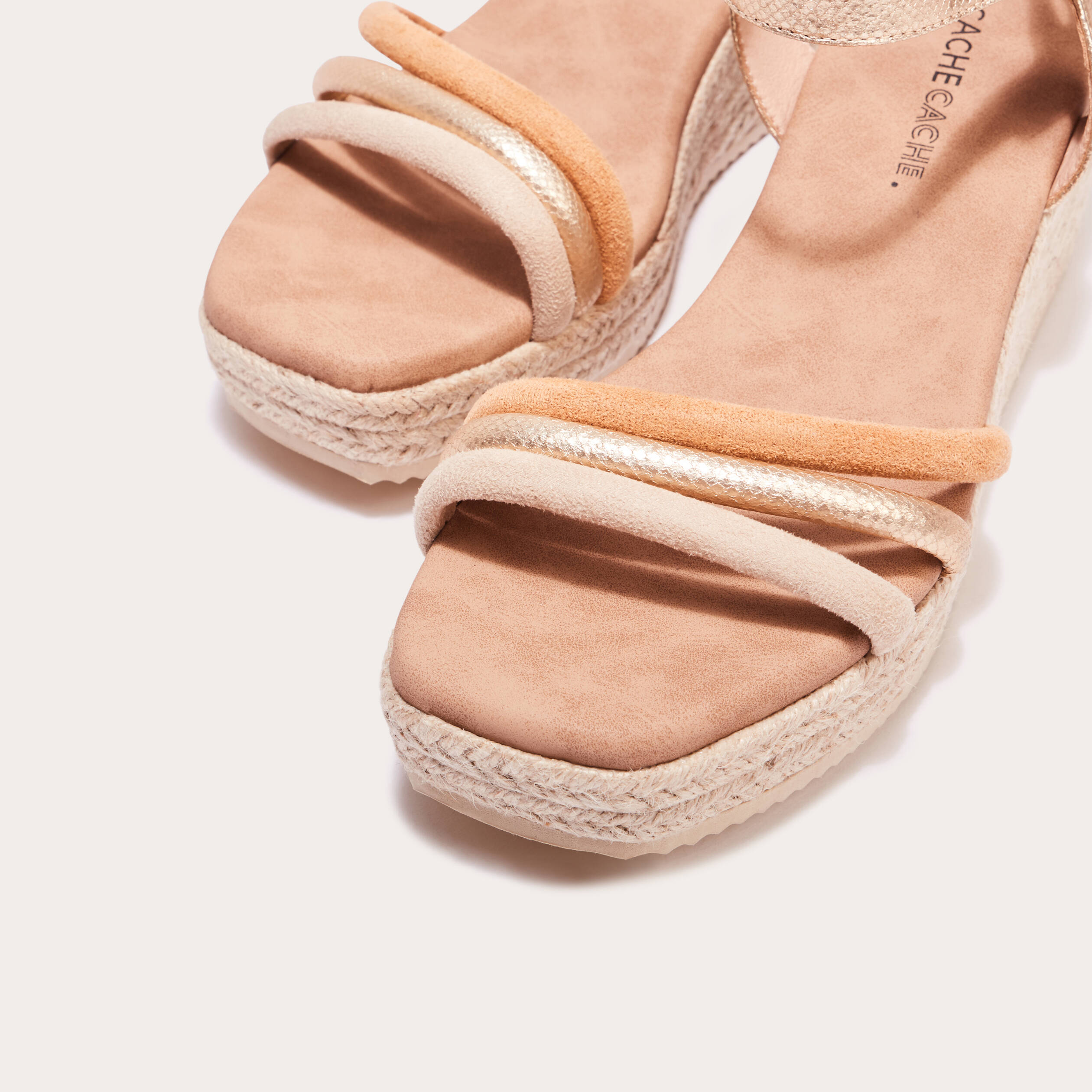 Sandales plateformes corde couleur or femme Vibs