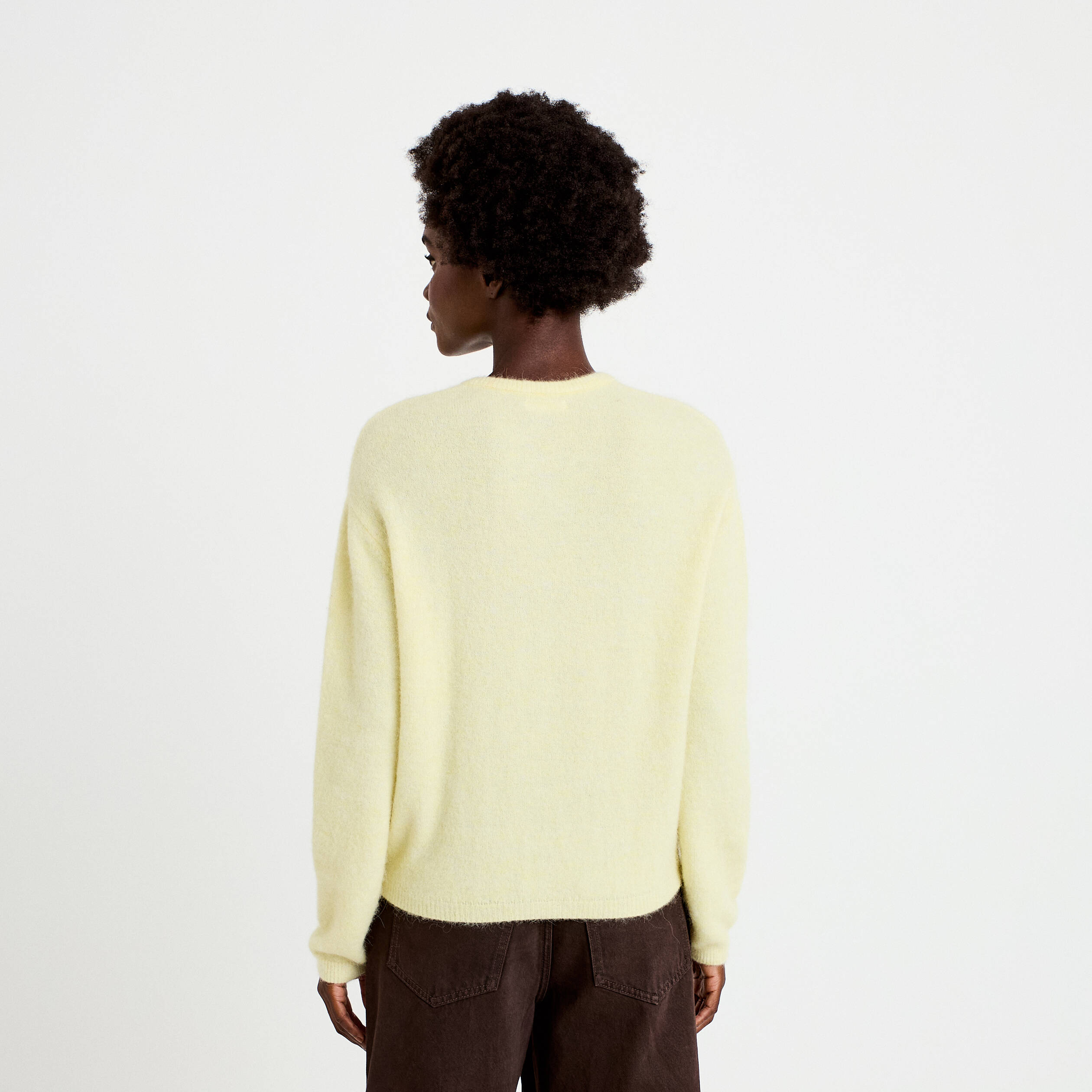 Gilet manches longues jaune clair femme