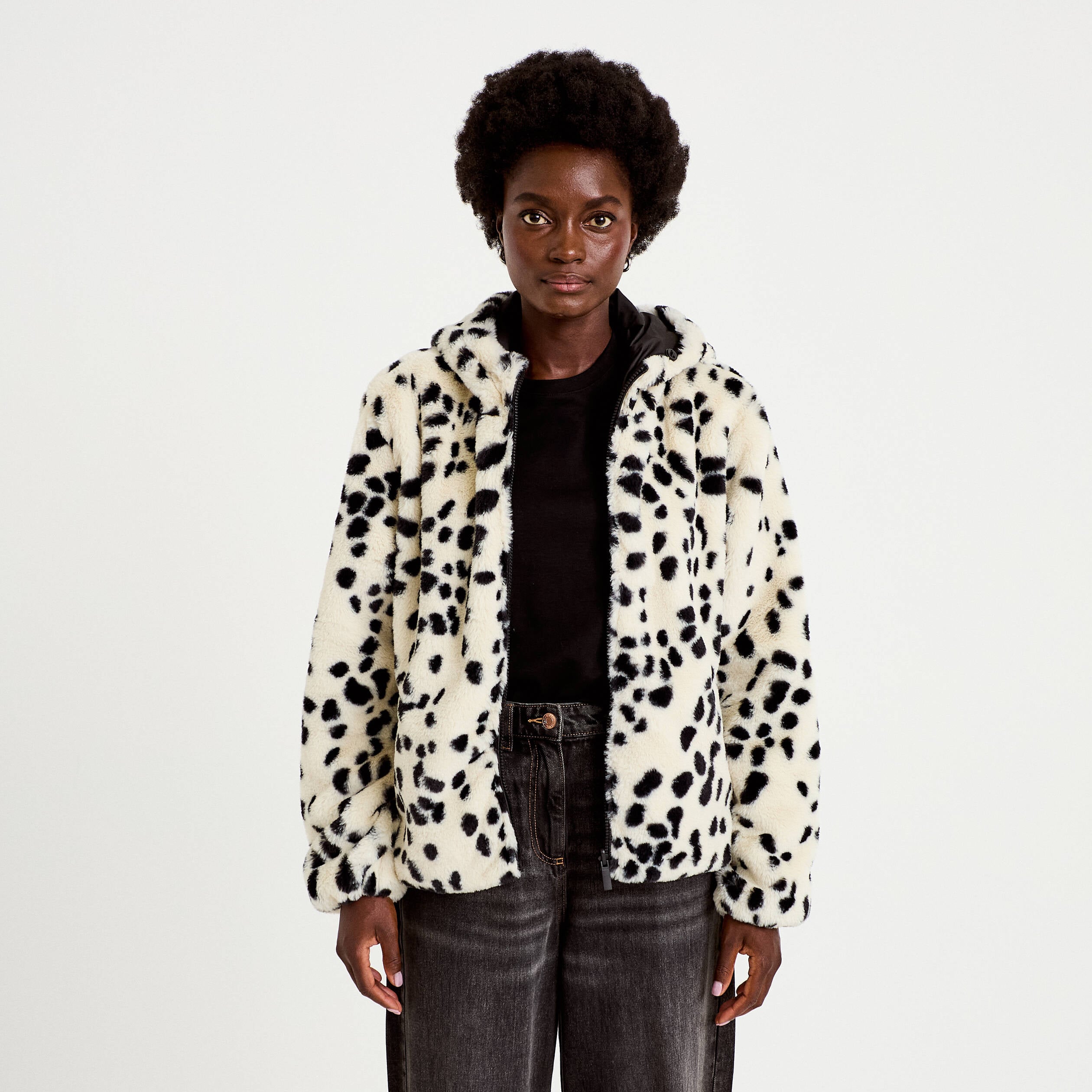 Parka r&eacute;versible &agrave; capuche blanc femme
