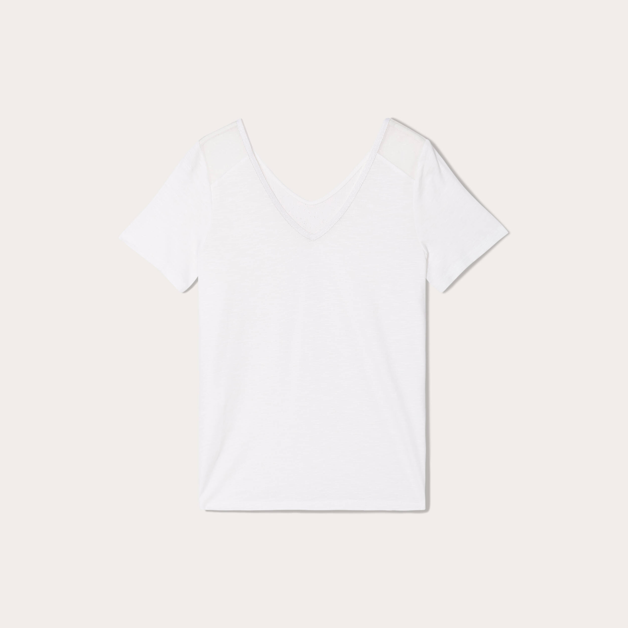 T-shirt manches courtes ecru femme