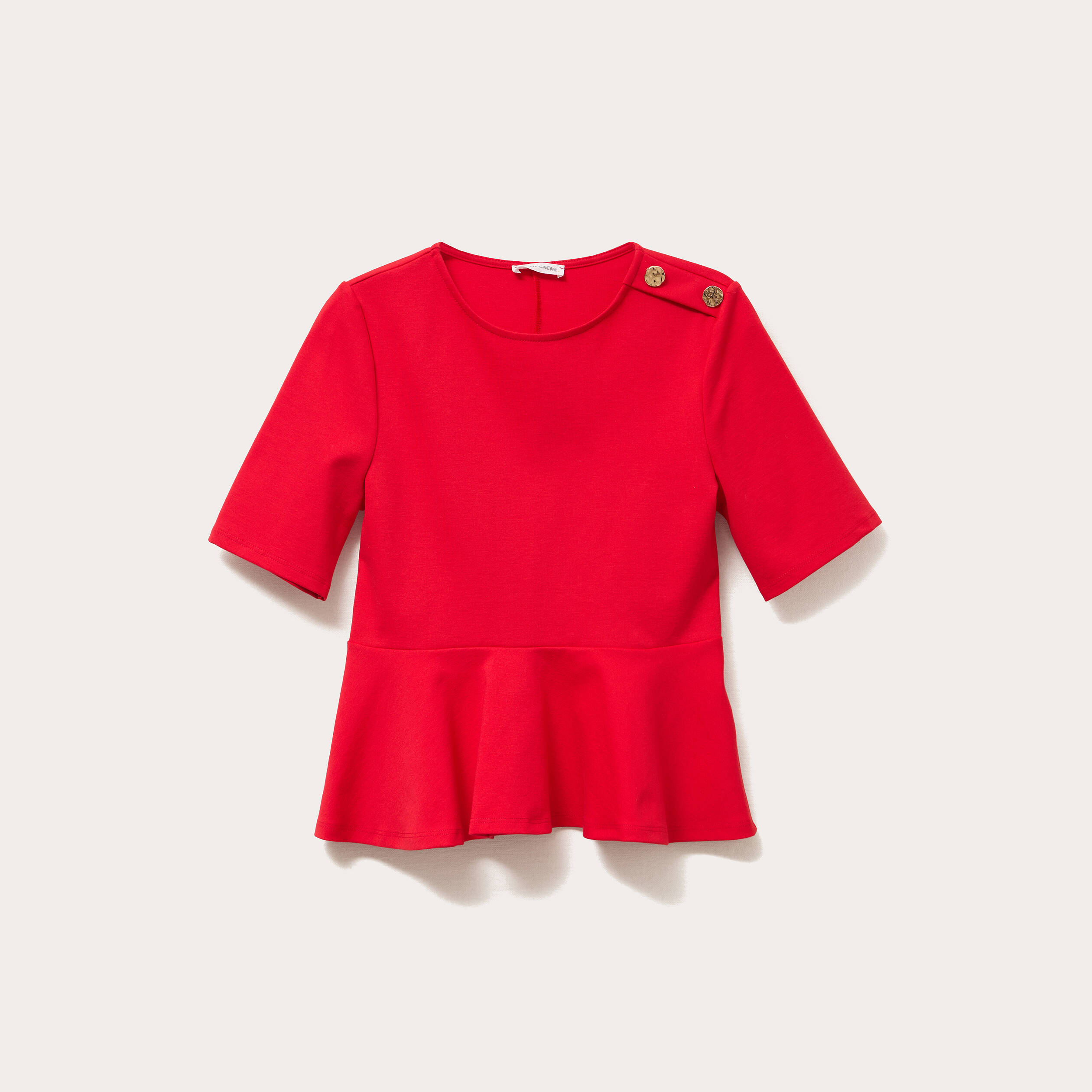 top cintre col rond manches longues rouge fluo femme Top cintré col rond manches longues rouge fluo femme
