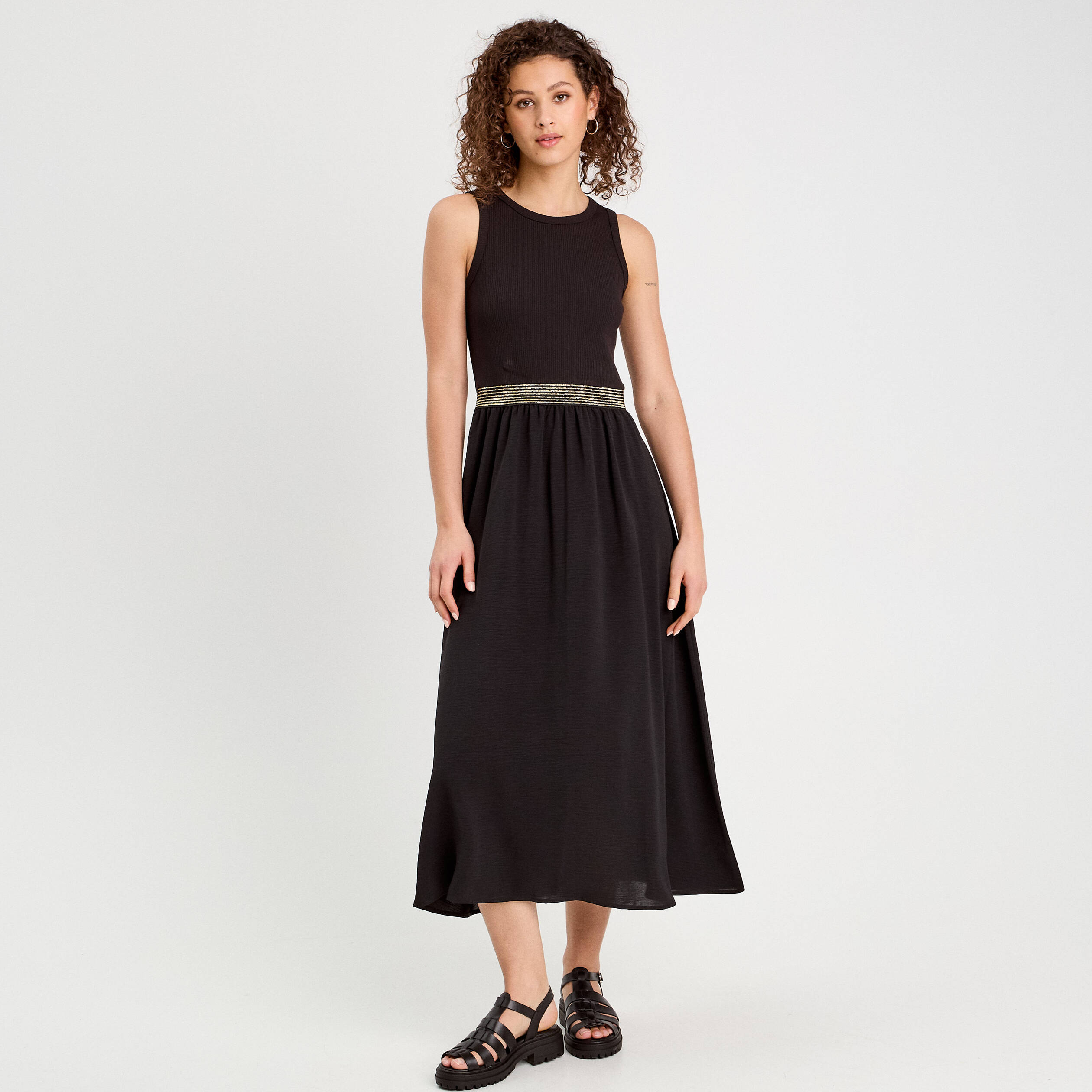 robe longue effet 2 en1 noir femme Robe longue effet 2-en1 noir femme