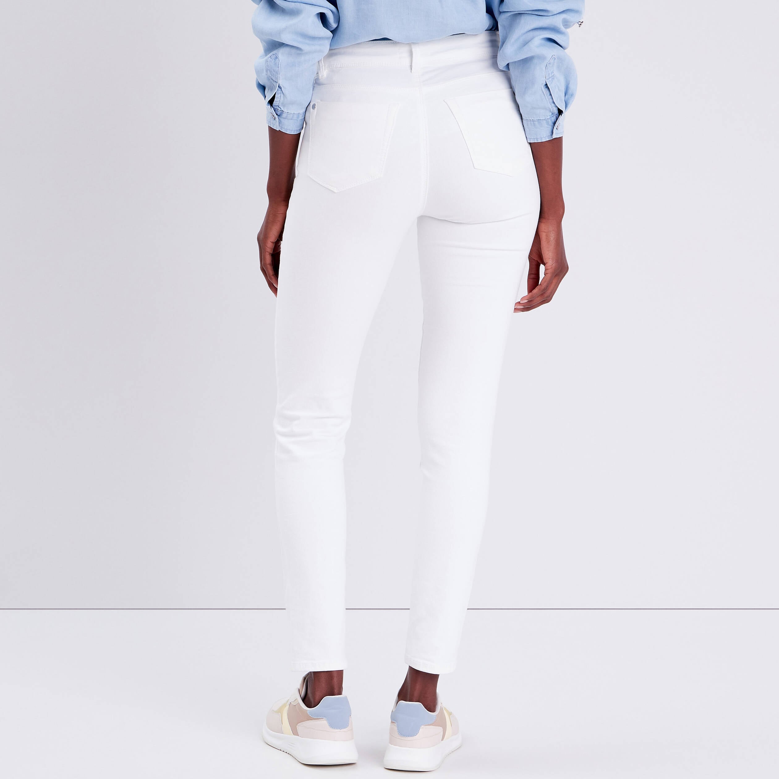 Jeans slim 5 poches blanc femme