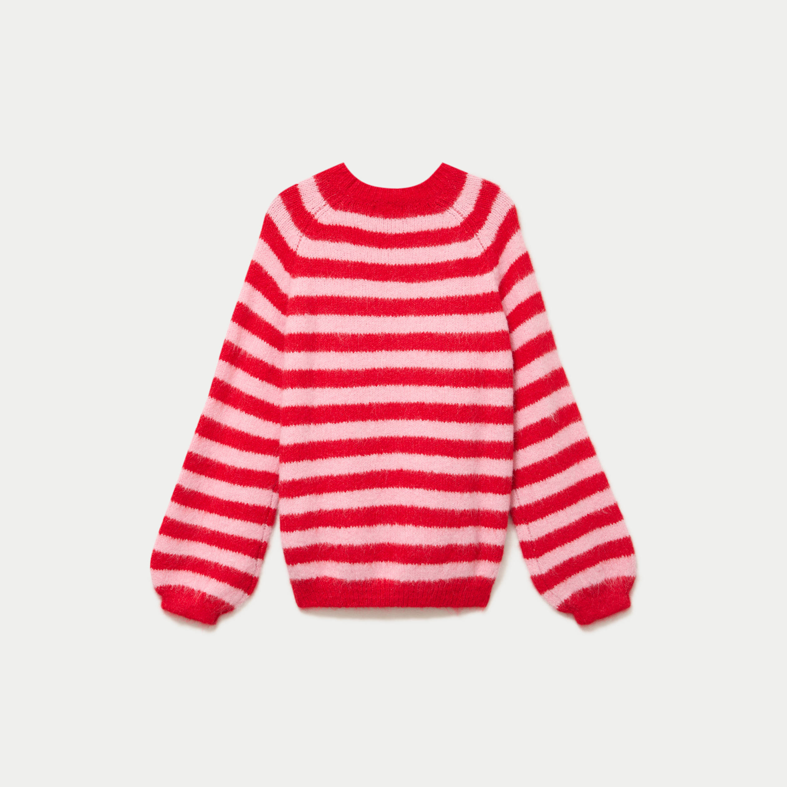 Pull ample col rond manches longues rouge femme