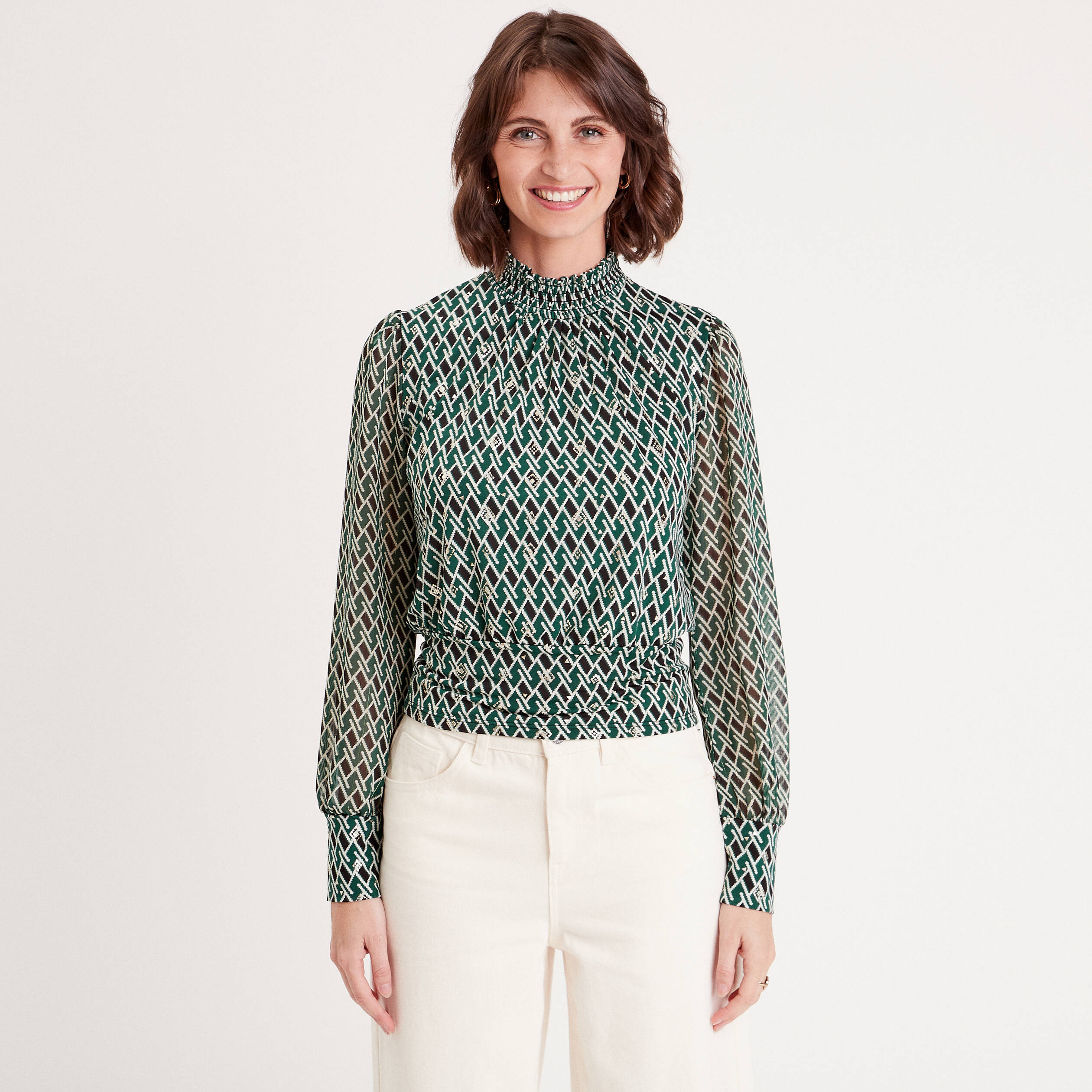 Blouse manches longues vert canard femme Vibs