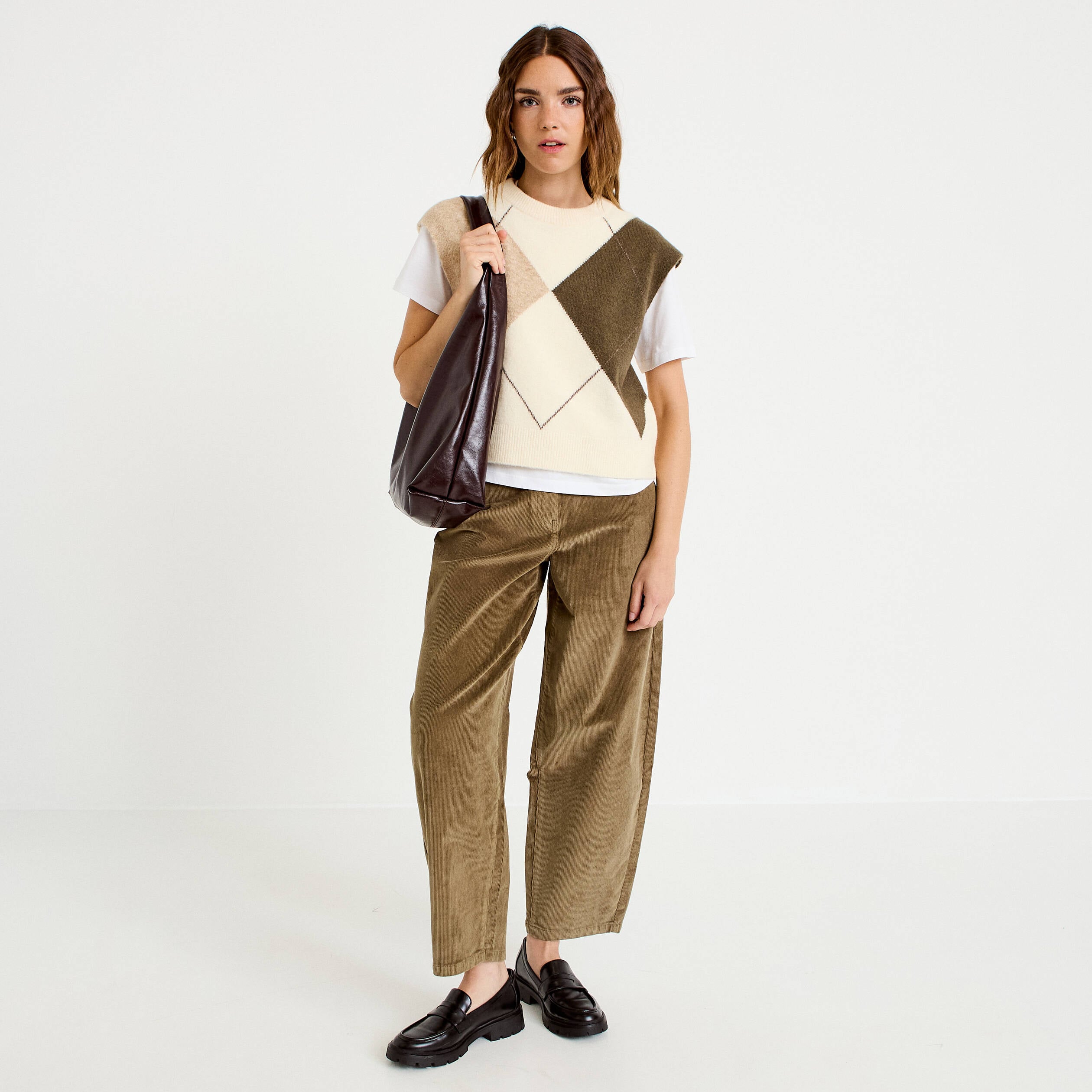 Pull sans manches ecru femme
