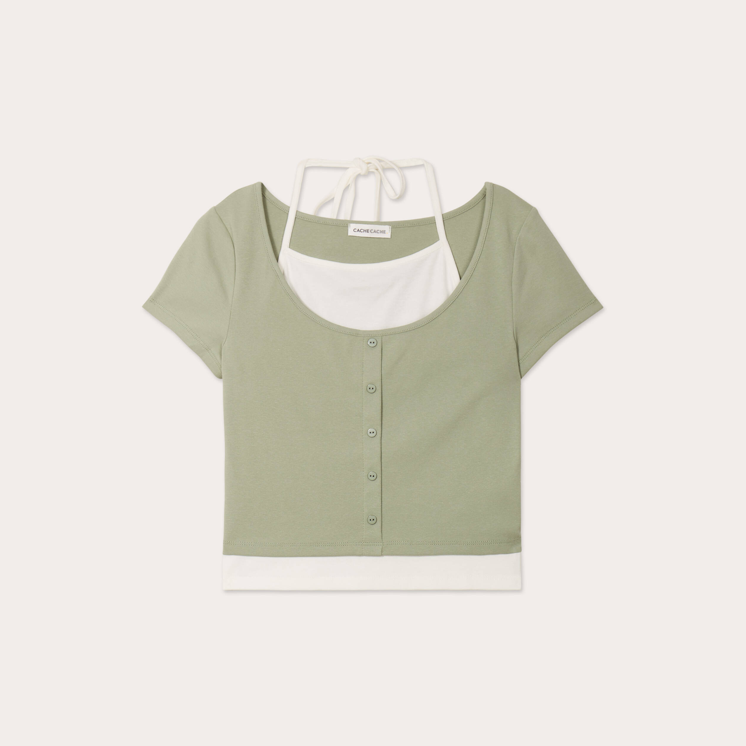 t shirt 2 en 1 vert pastel femme T-shirt 2-en-1 vert pastel femme