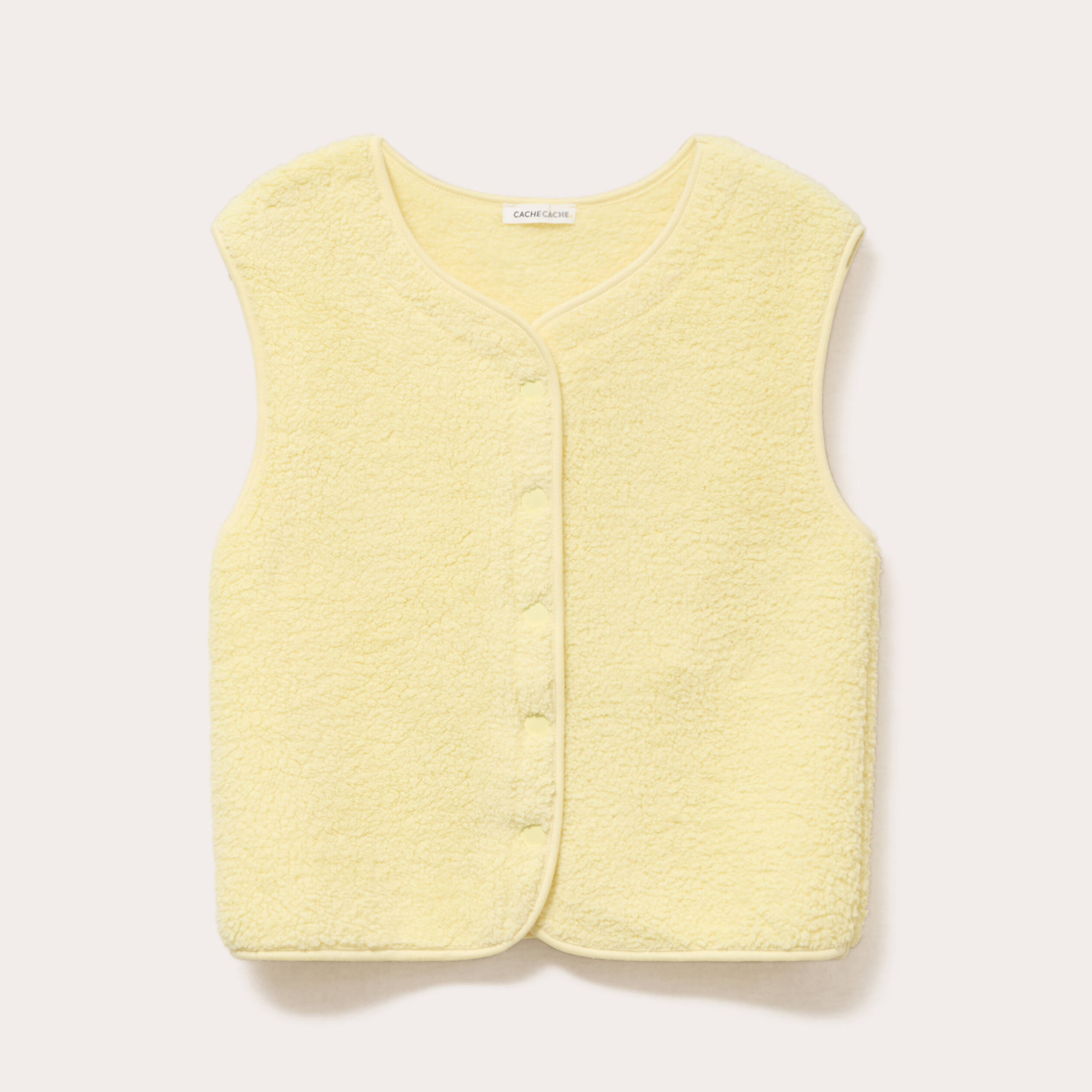 Gilet sans manches effet polaire jaune clair femme