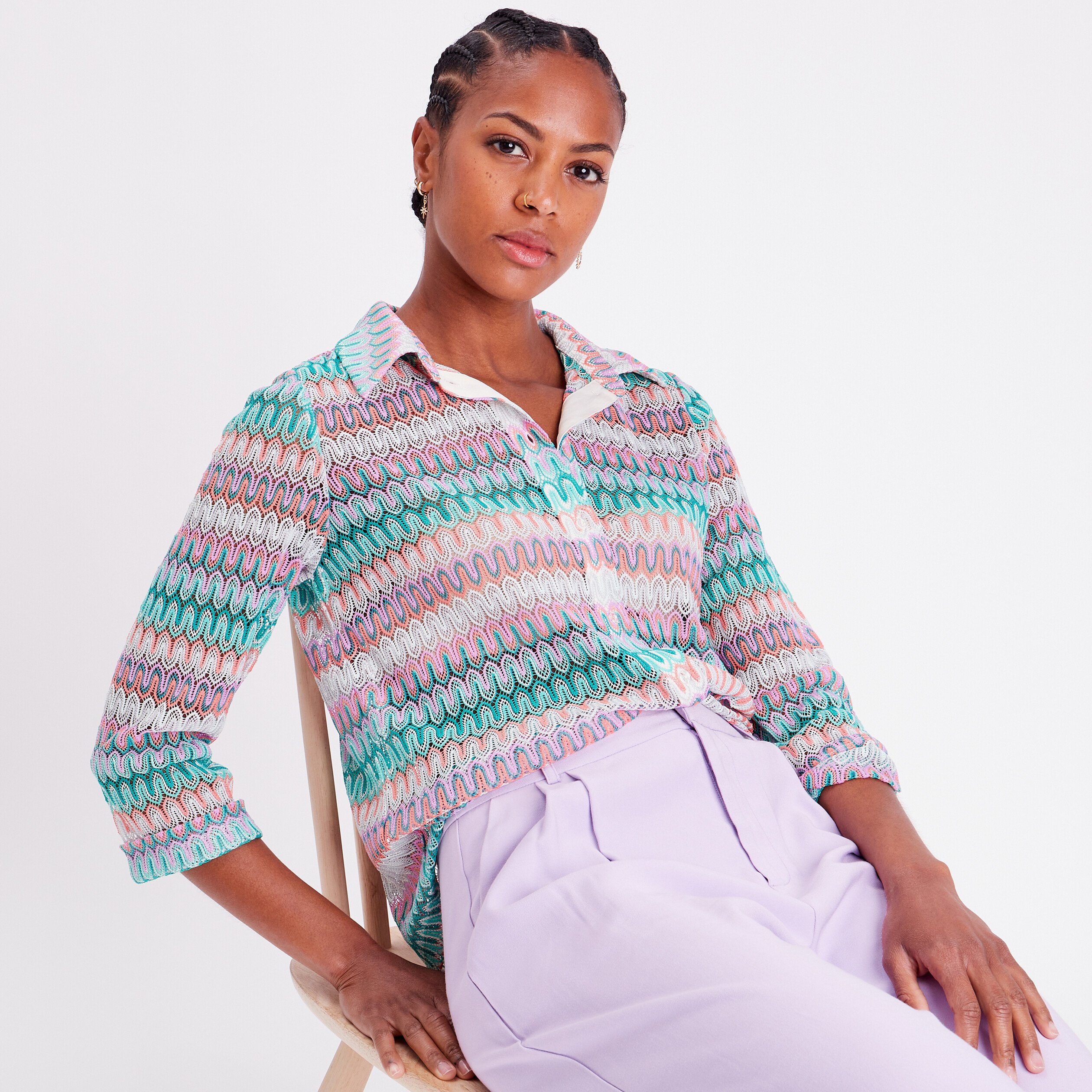 chemise aspect crochet beige femme Chemise aspect crochet beige femme