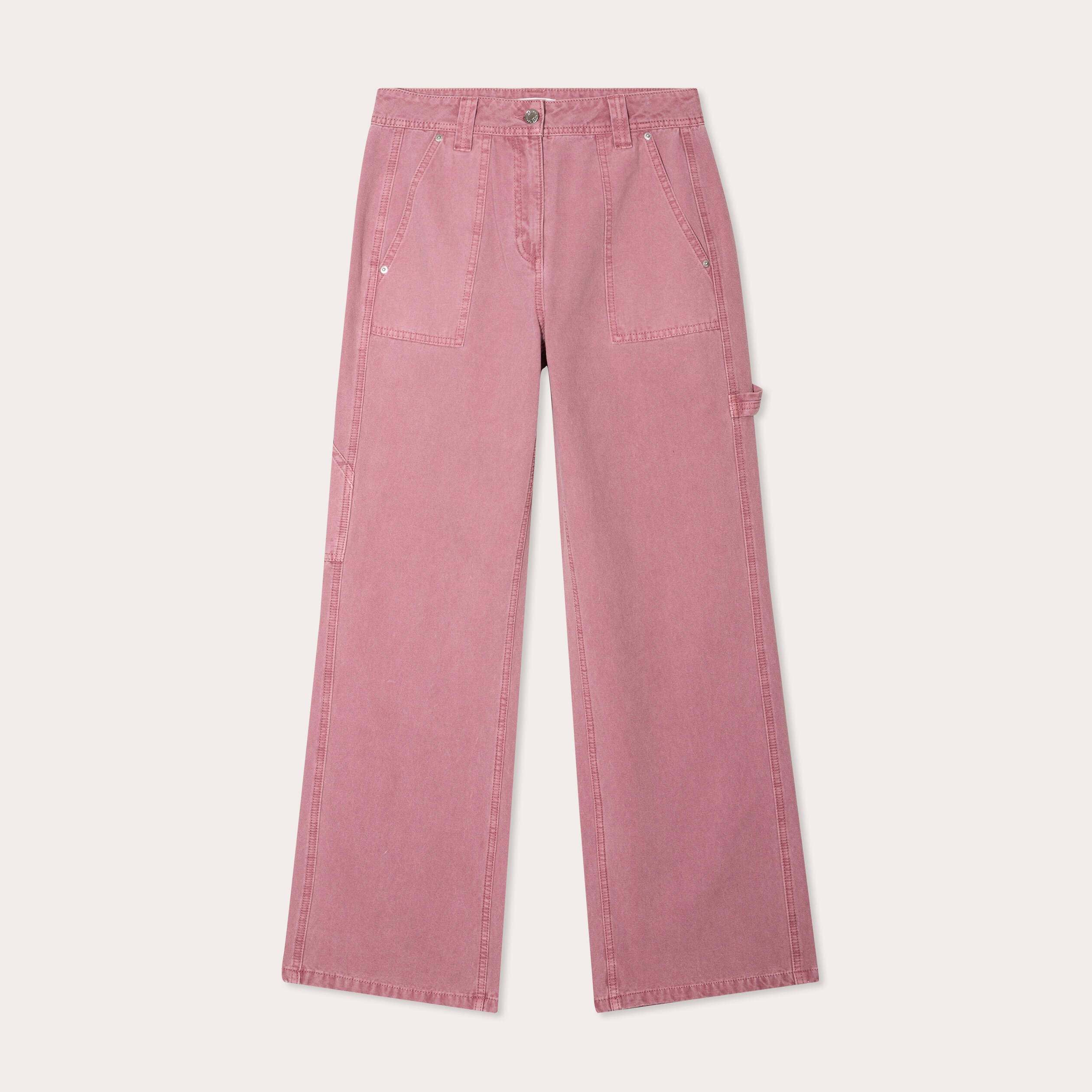Jean wide leg carpenter vieux rose femme