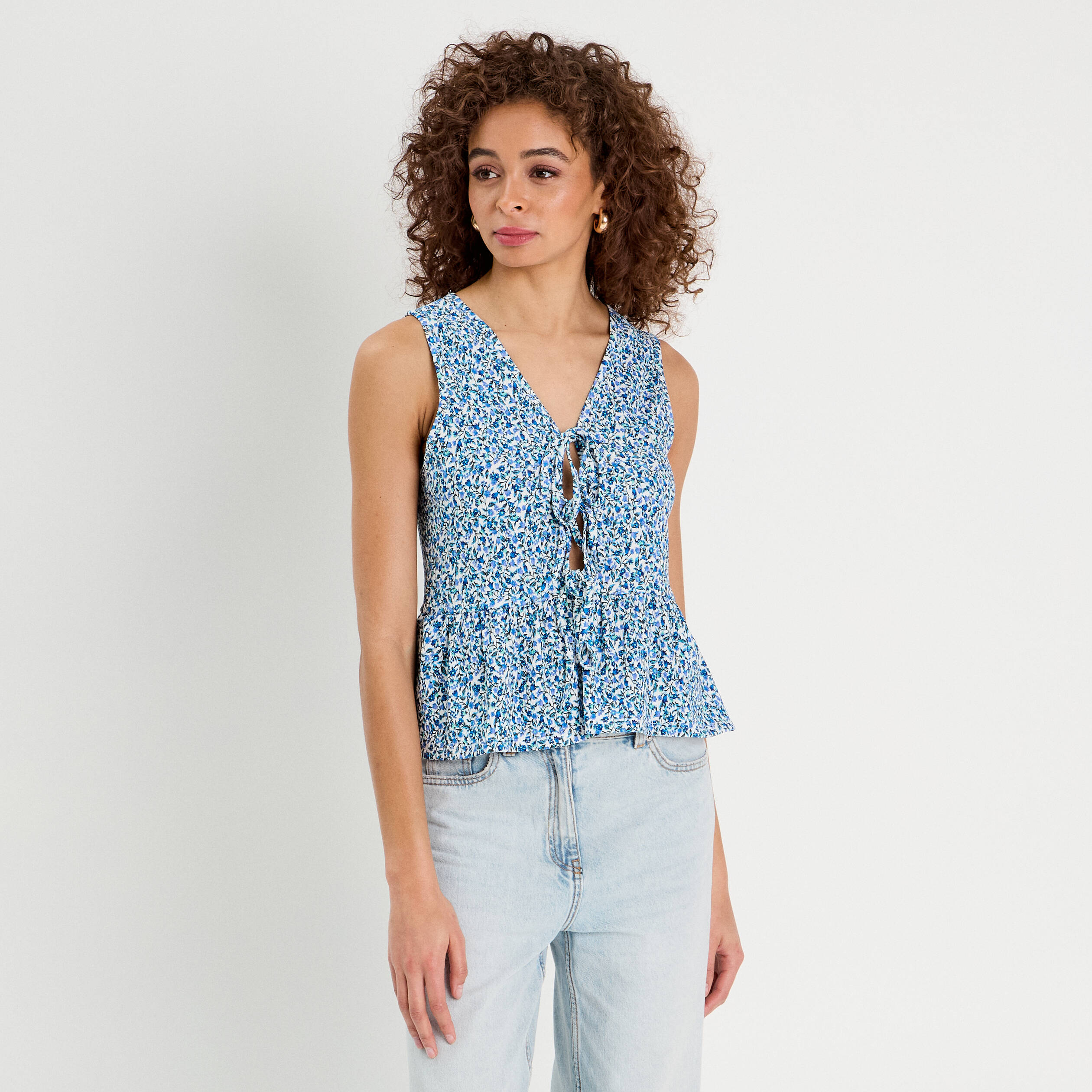 Blouse nou&eacute;e bleu femme