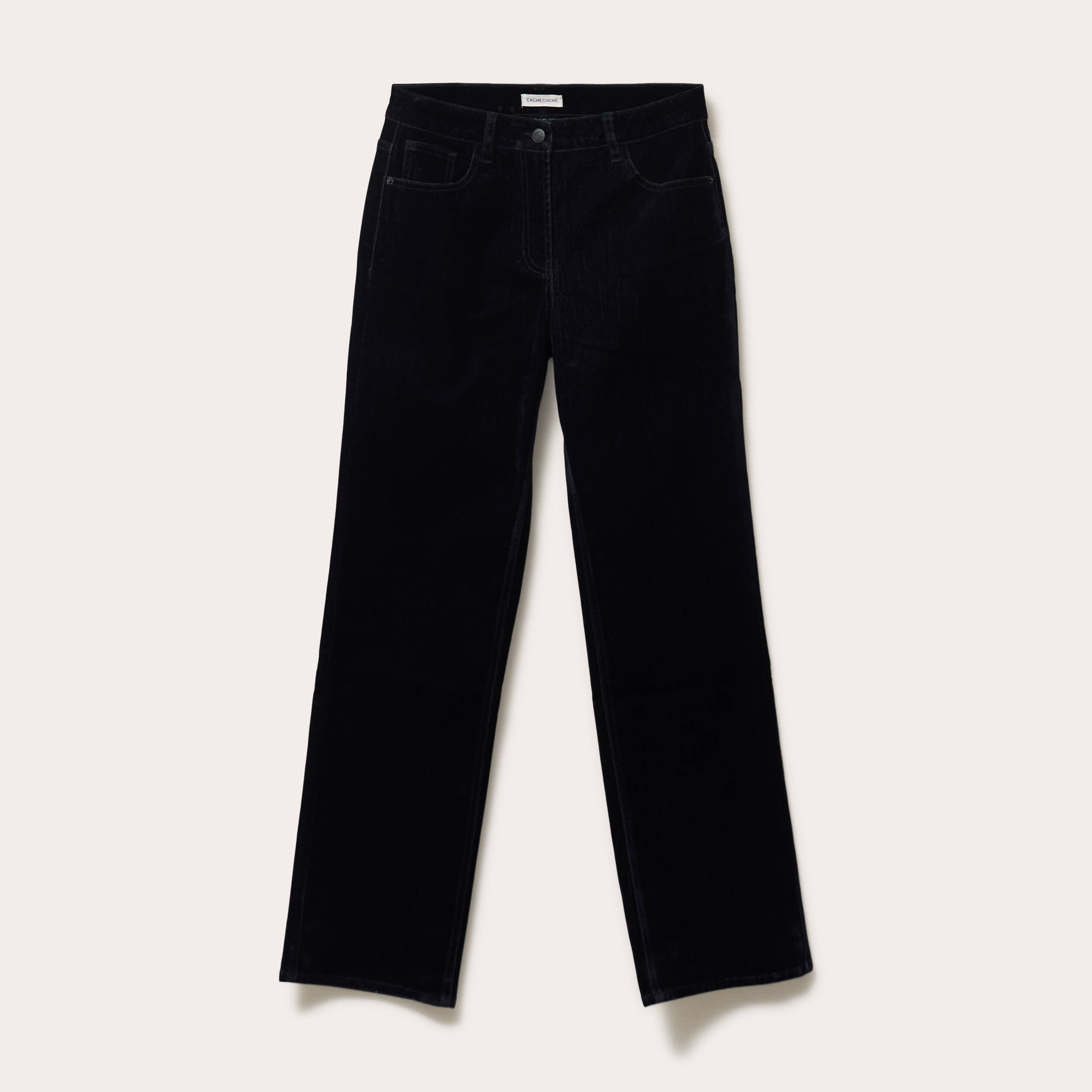 Pantalon droit en velours noir femme