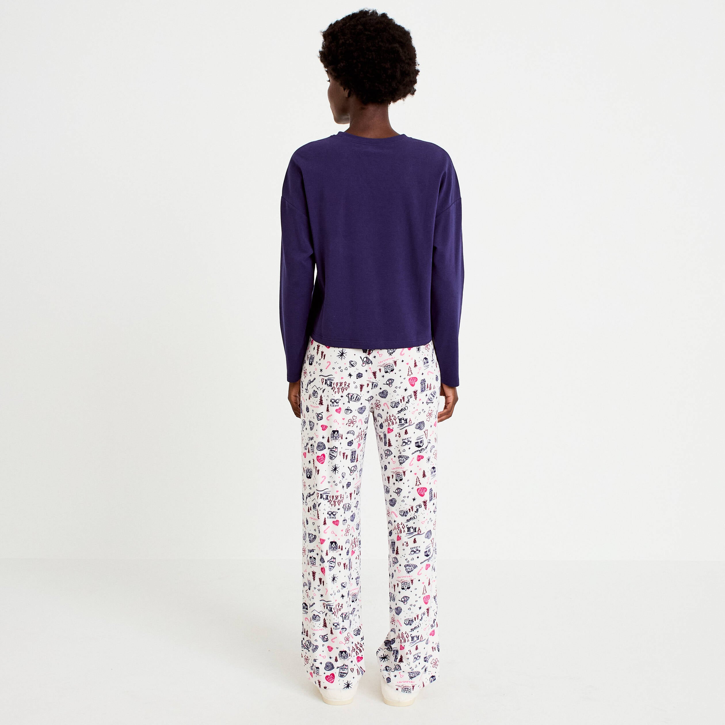 Pyjama manches longues blanc femme