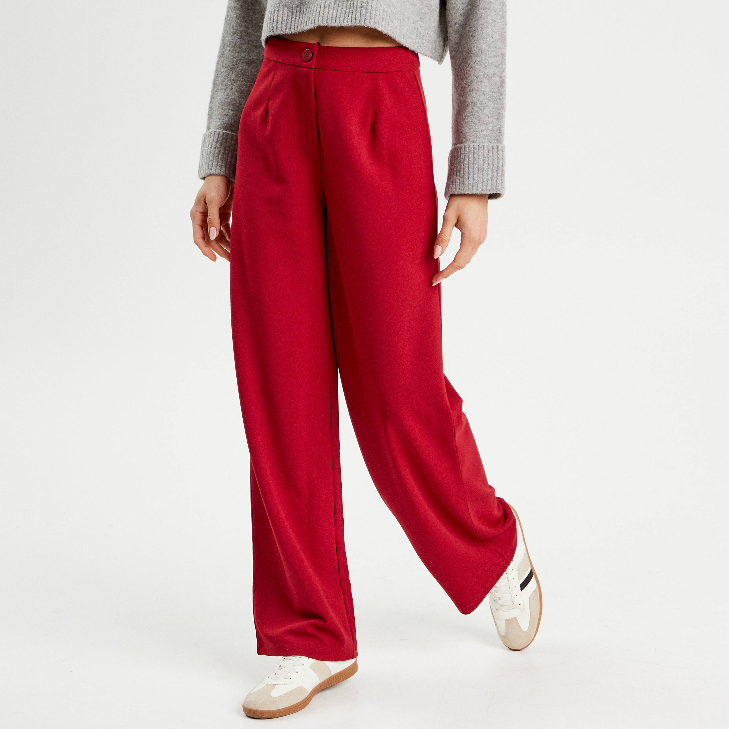 Pantalon bordeaux femme taille haute hot sale
