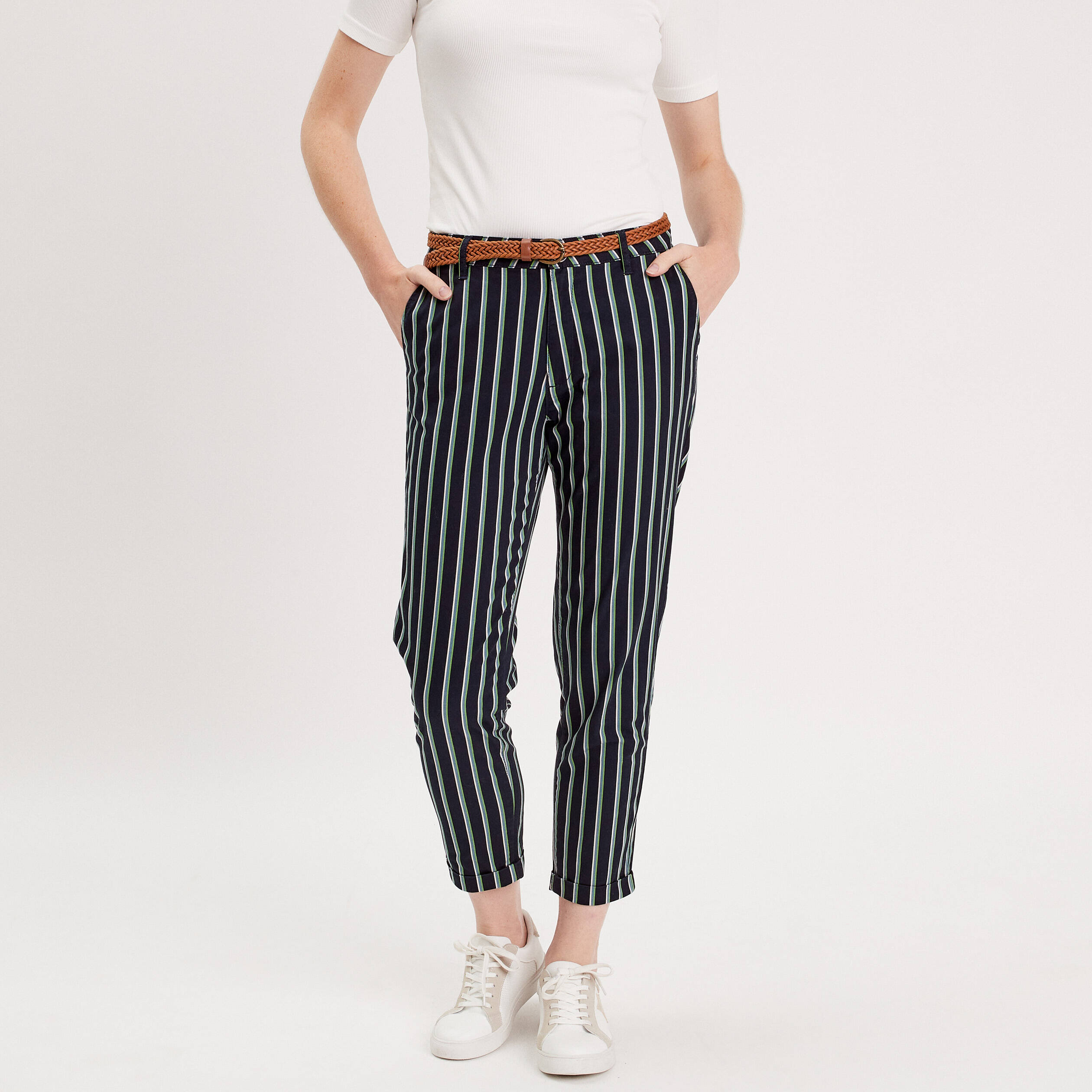 Pantalon chino on sale bleu marine femme