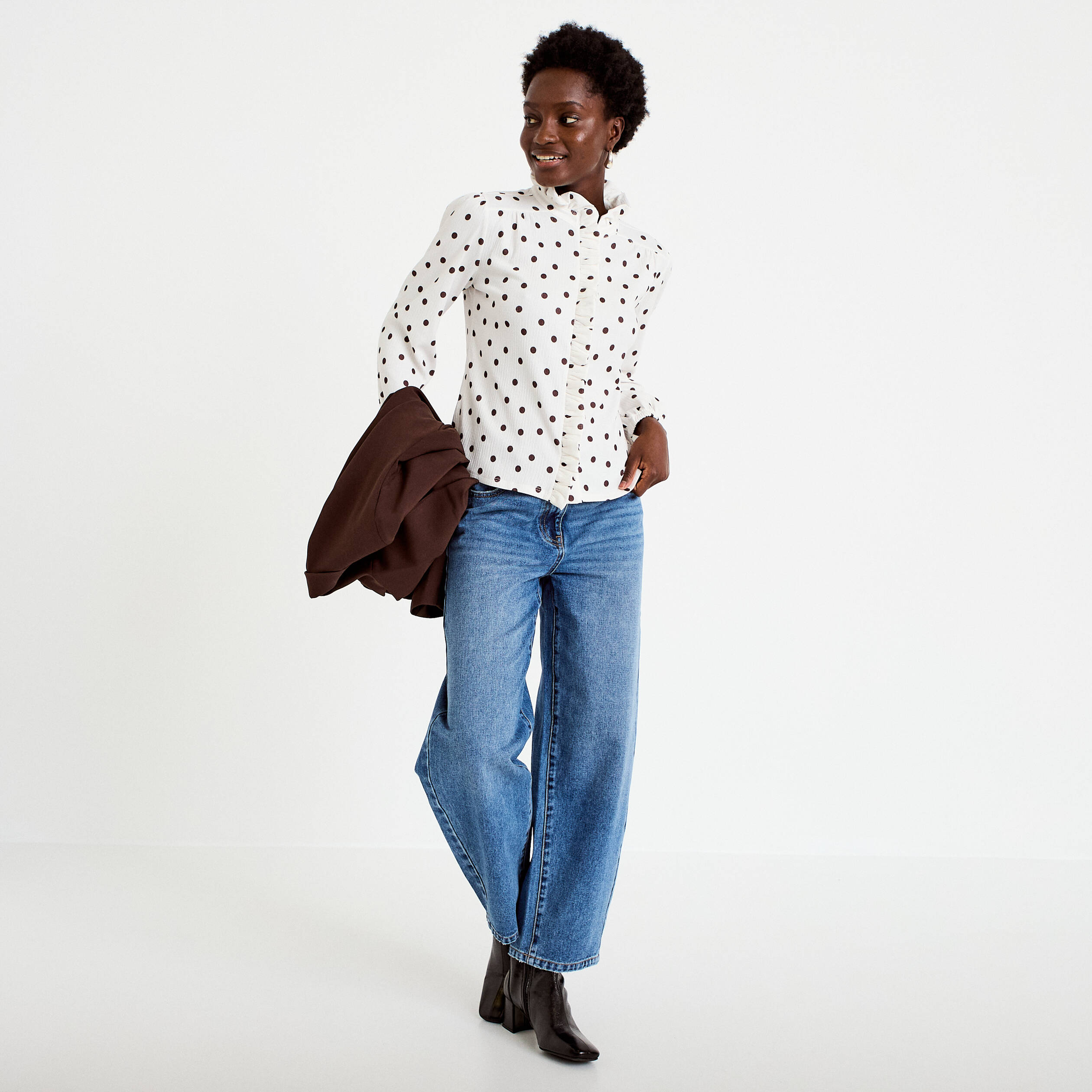Blouse manches longues blanc femme