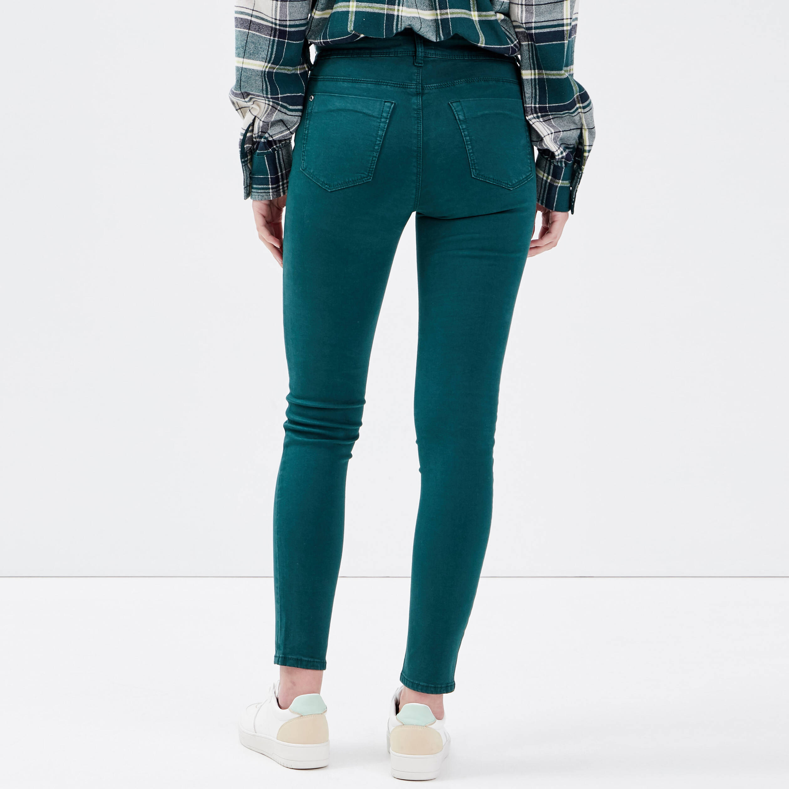 Jeans slim 5 poches vert foncé femme