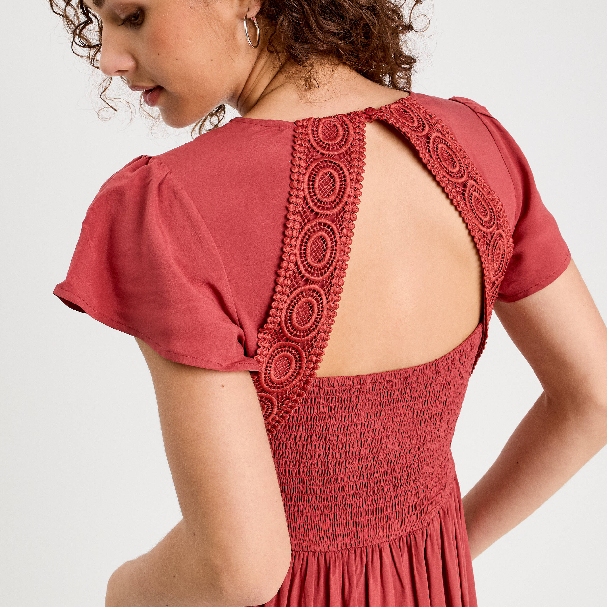 robe longue evasee vieux rose femme Robe longue évasée vieux rose femme