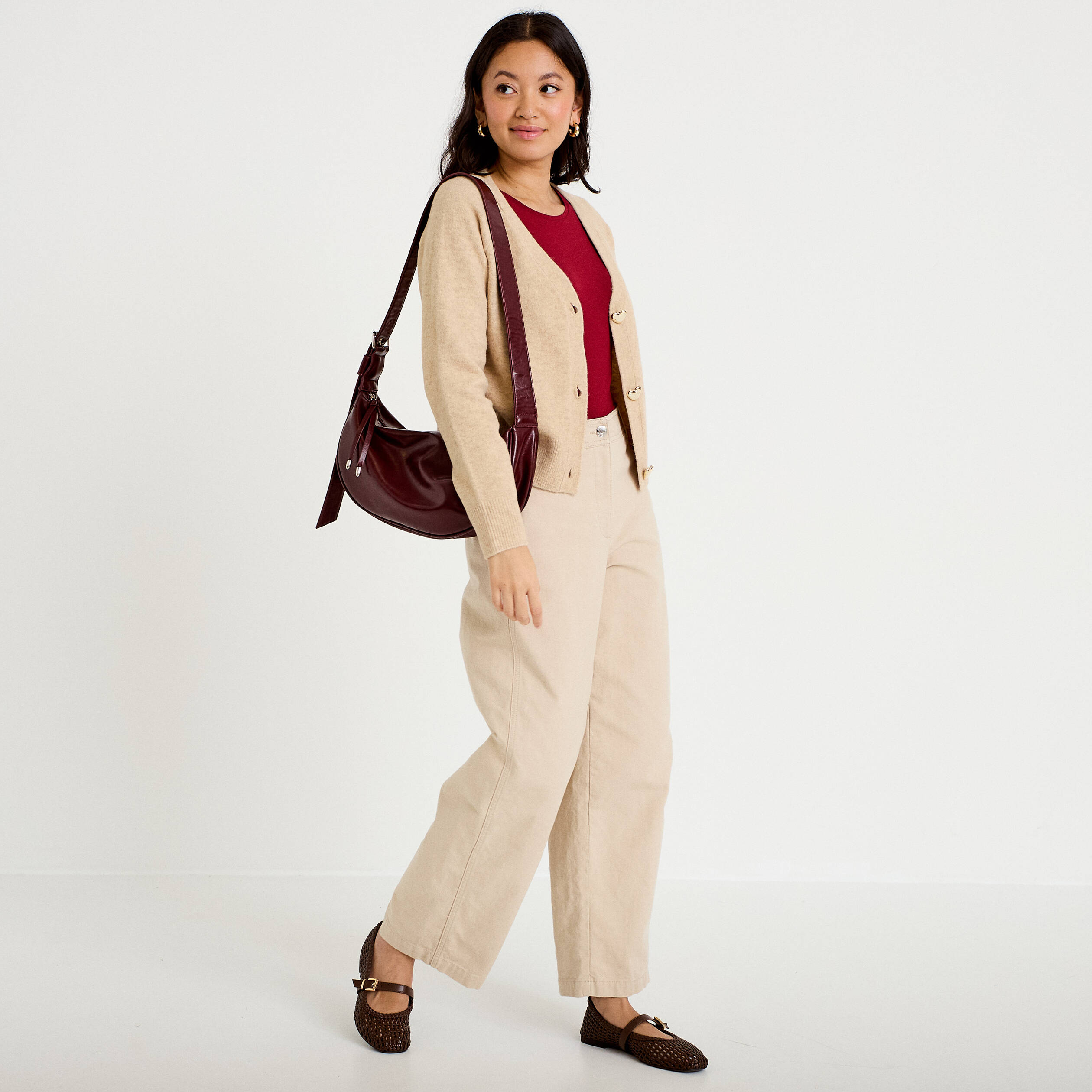 Gilet boutons coeur beige femme