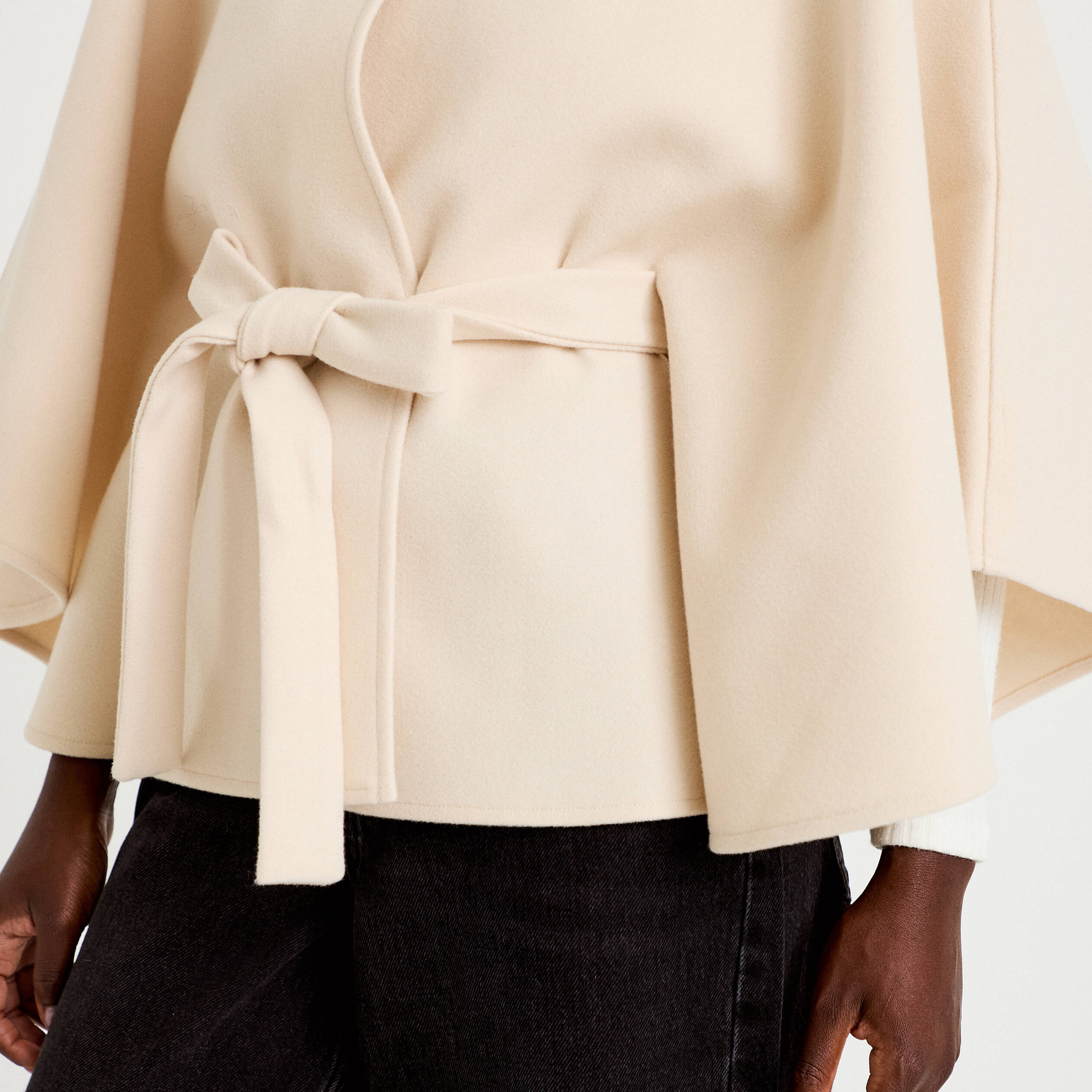 Poncho en fausse fourrure ivoire femme