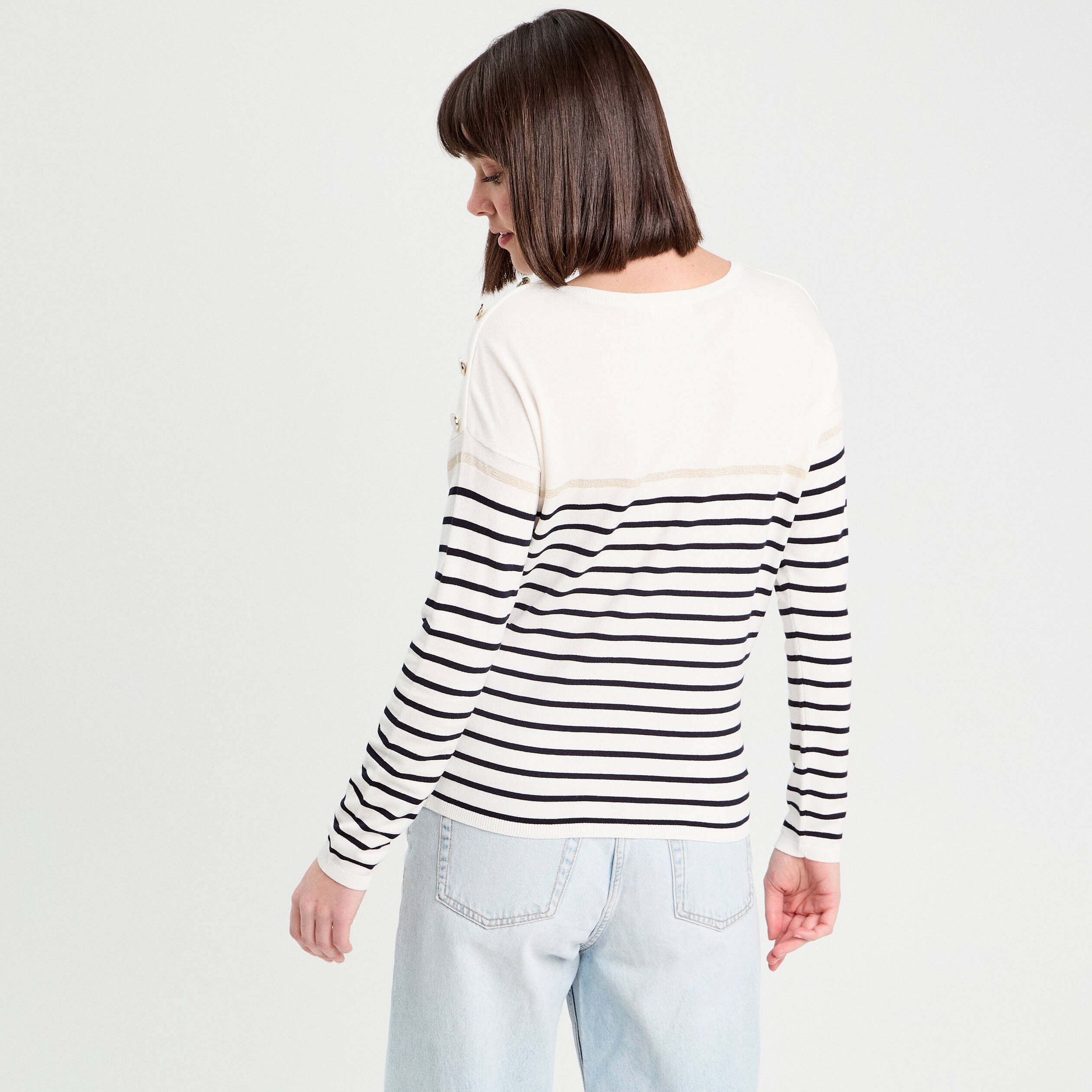 pull avec boutons ecru femme Pull avec boutons ecru femme