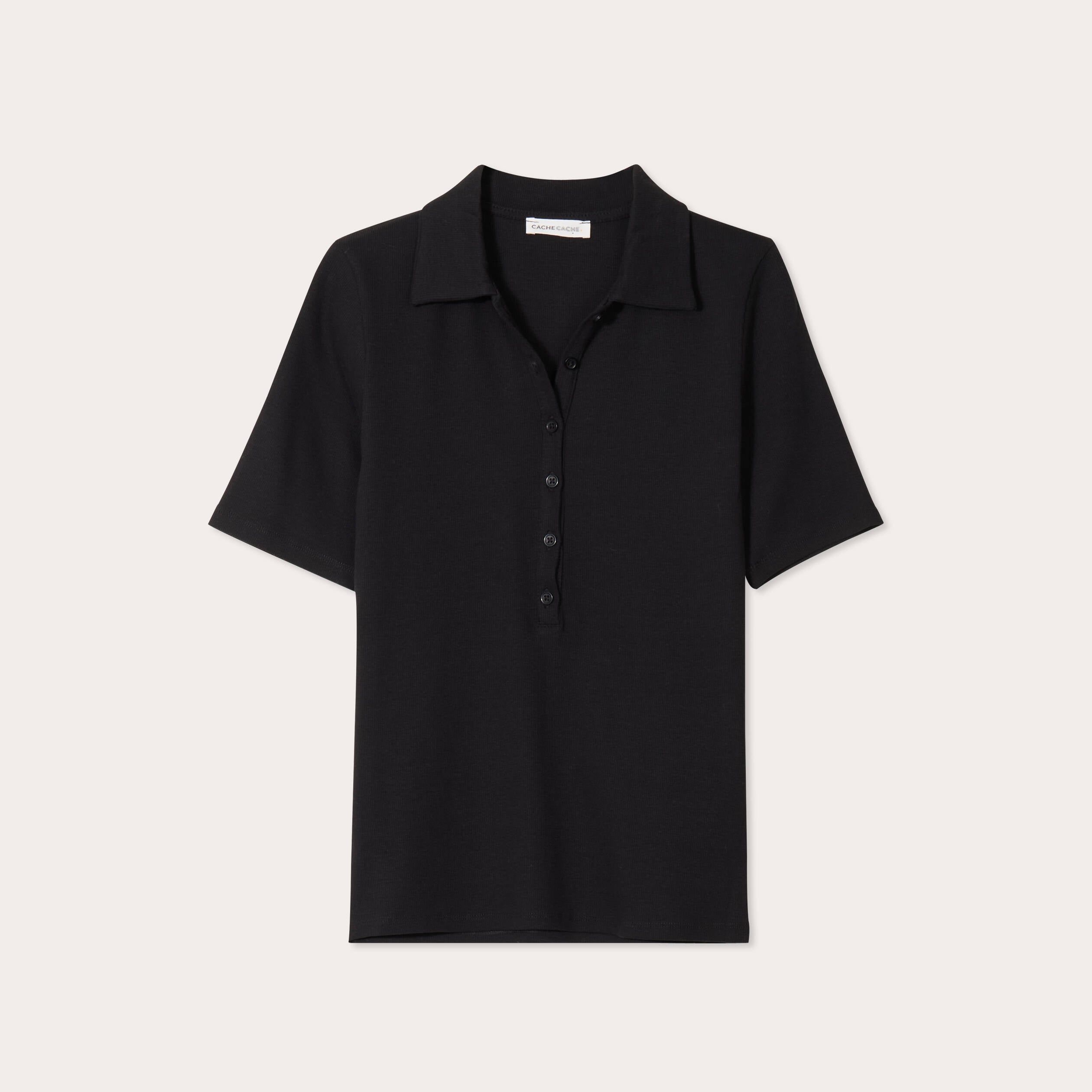 Polo manches courtes noir femme