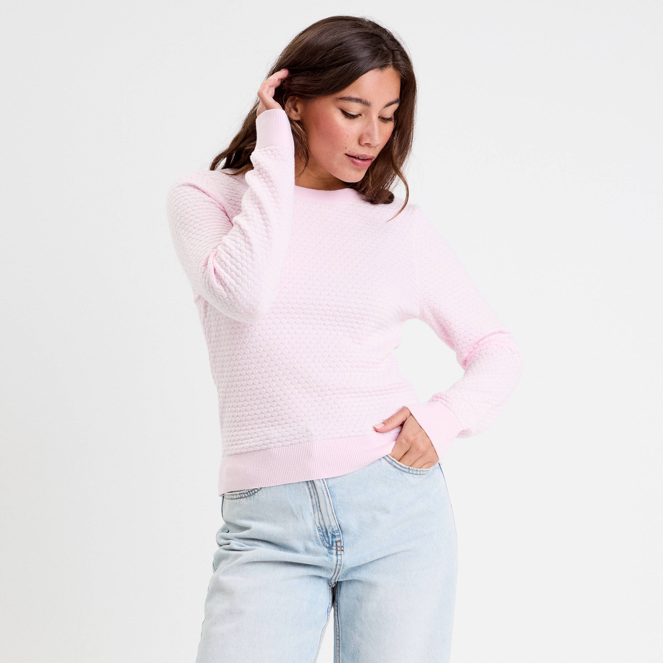 pull col bateau rose clair femme Pull col bateau rose clair femme