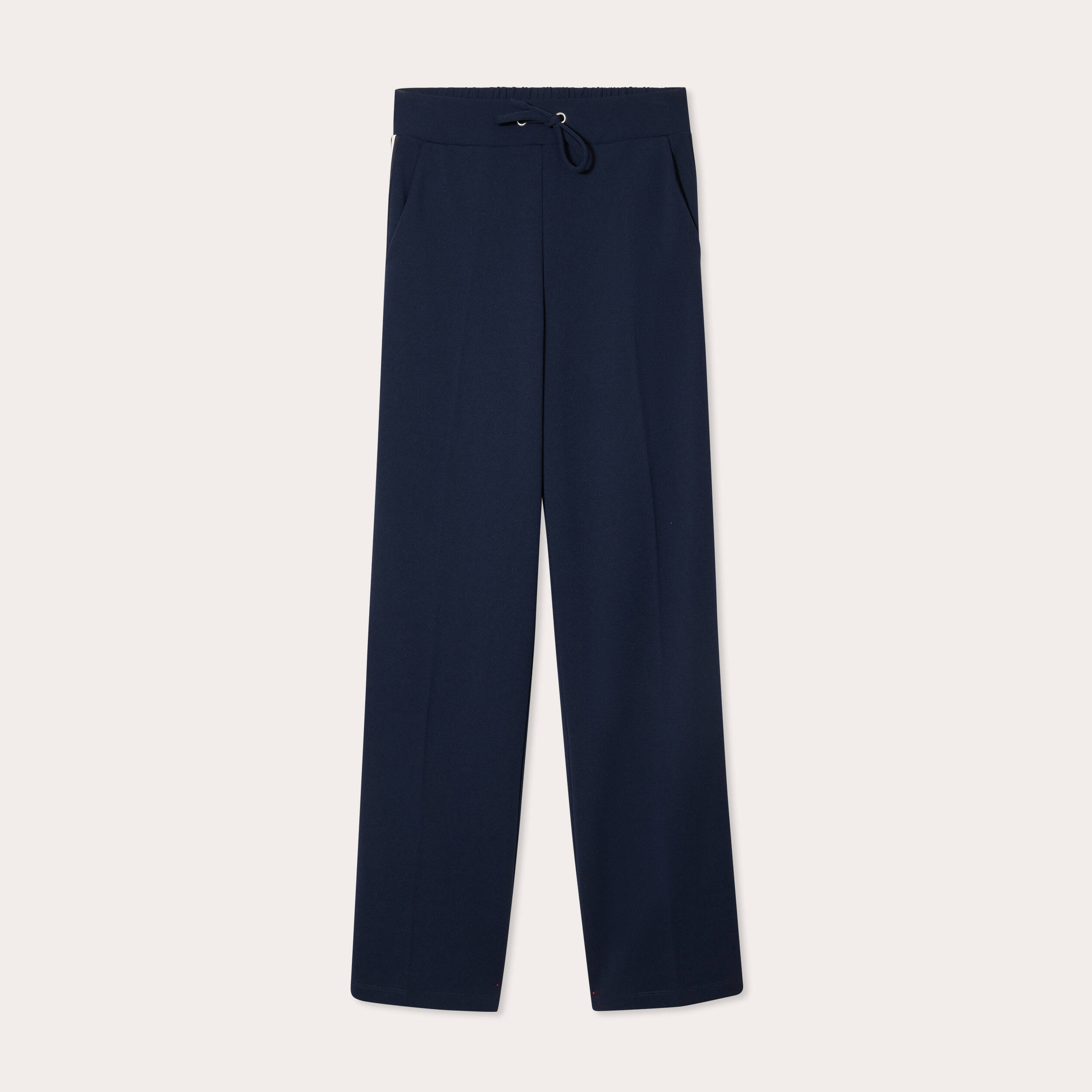 pantalon large avec bandes bleu marine femme Pantalon large avec bandes bleu marine femme