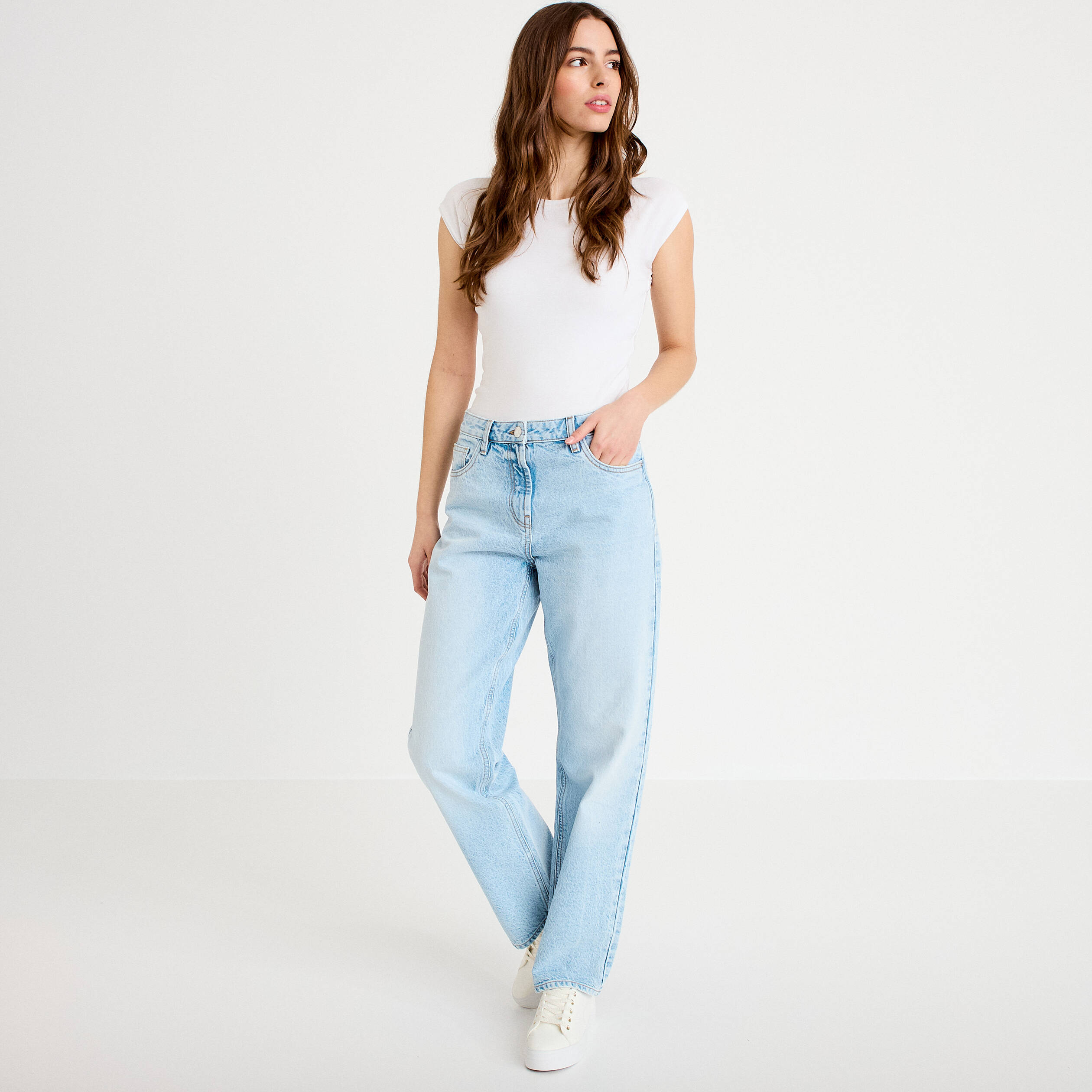 Jeans droit 5 poches denim triple stone femme