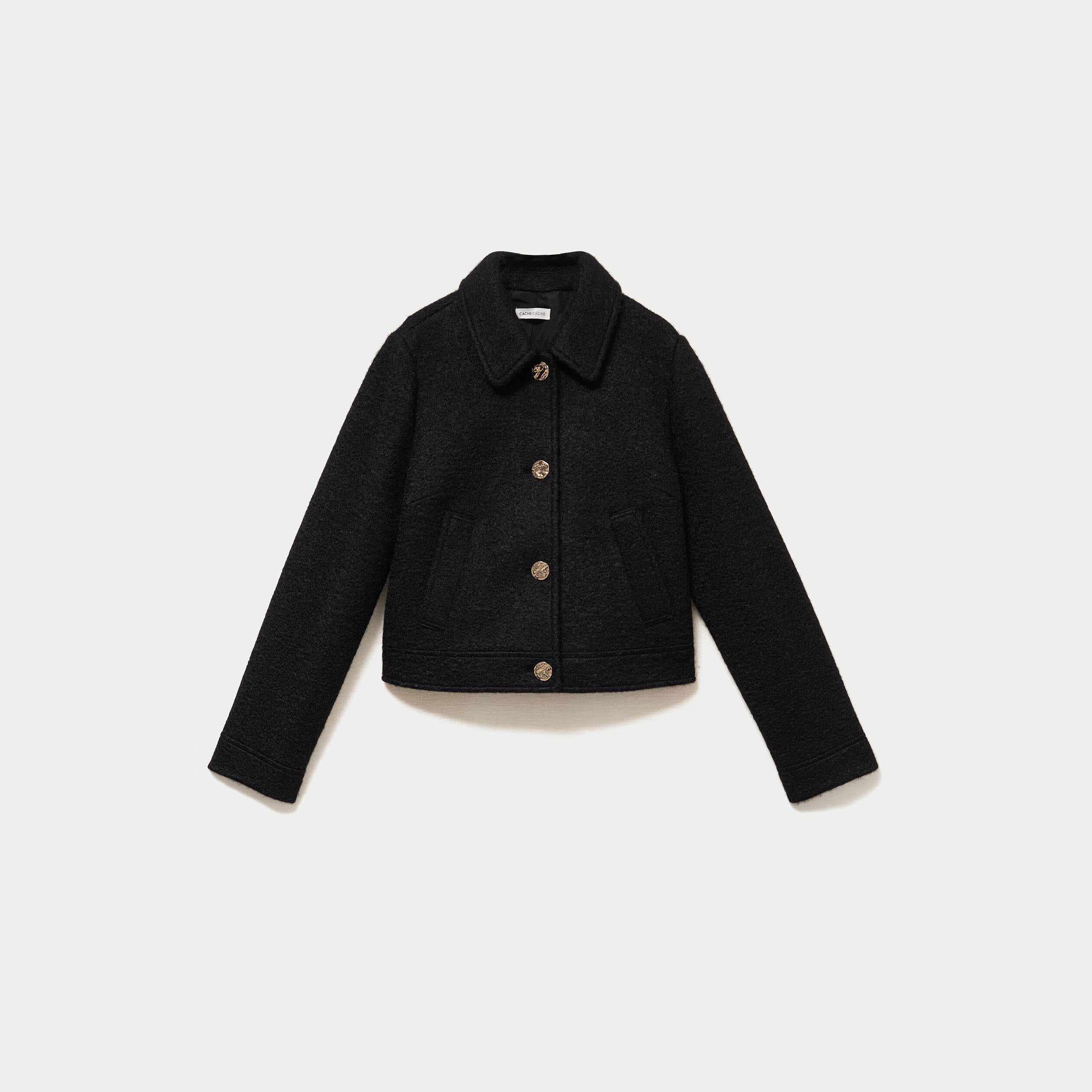 Veste droite courte sans manches noir femme