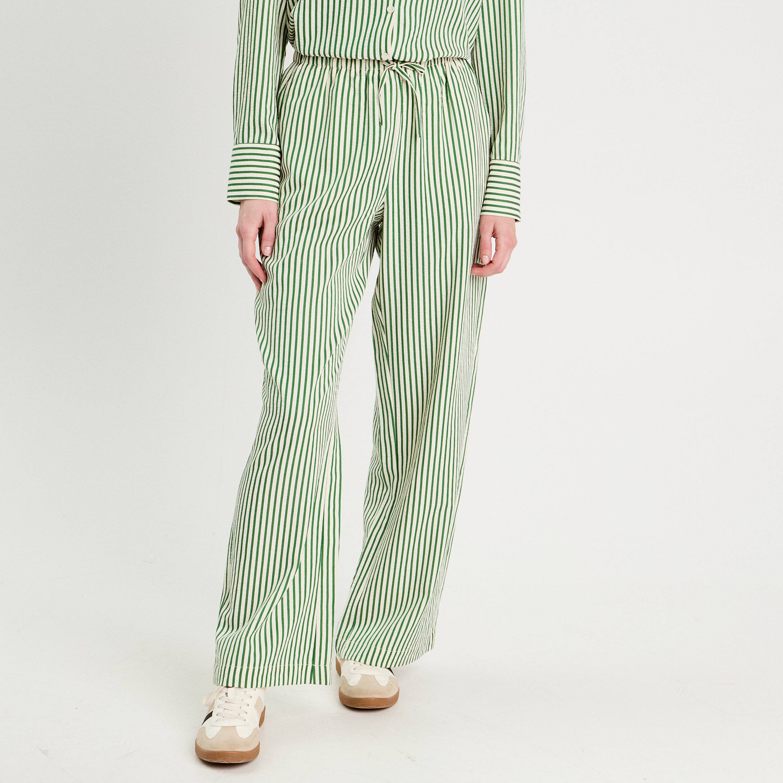 Pantalon large vert fluo femme