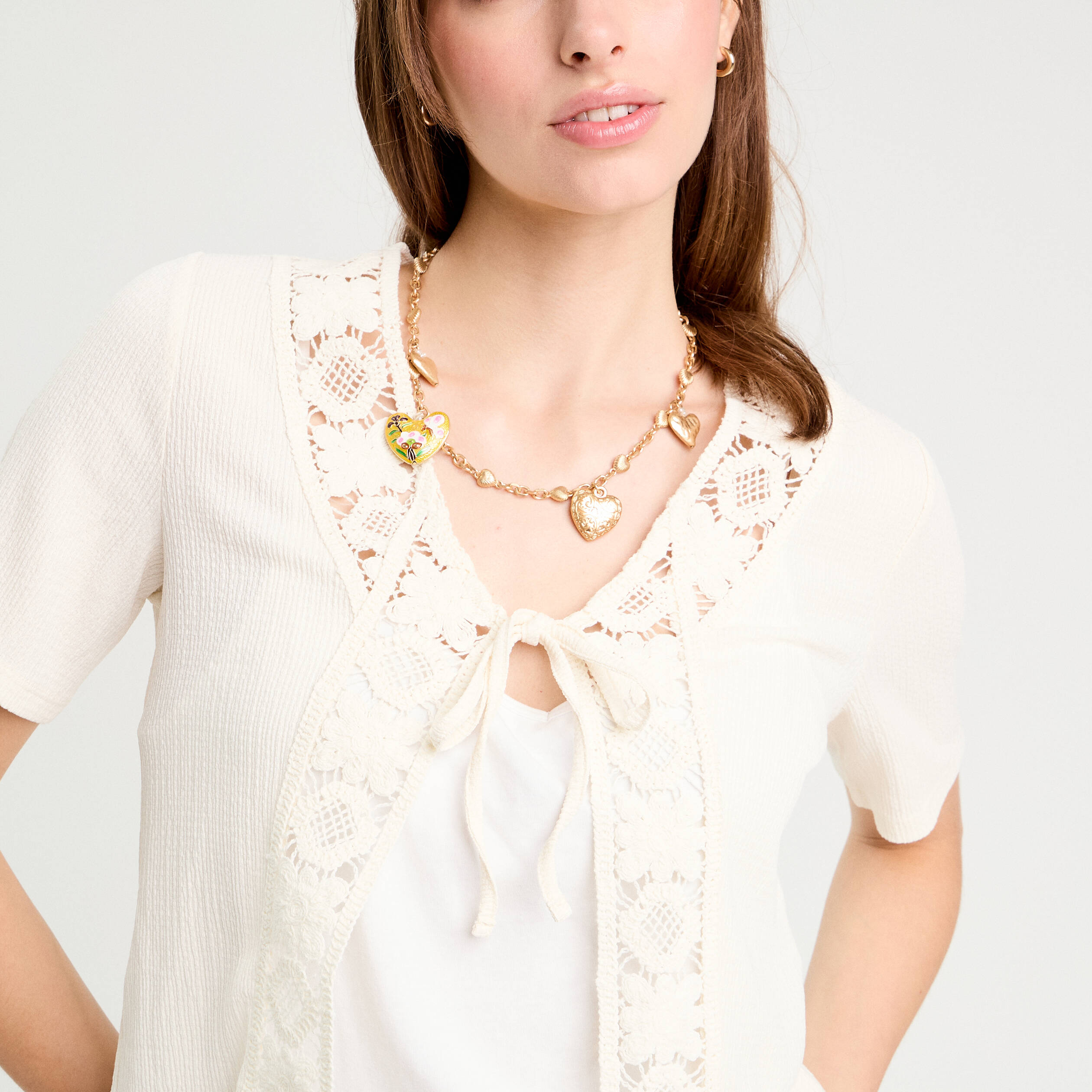 blouse manches courtes nouee ecru femme Blouse manches courtes nouée ecru femme