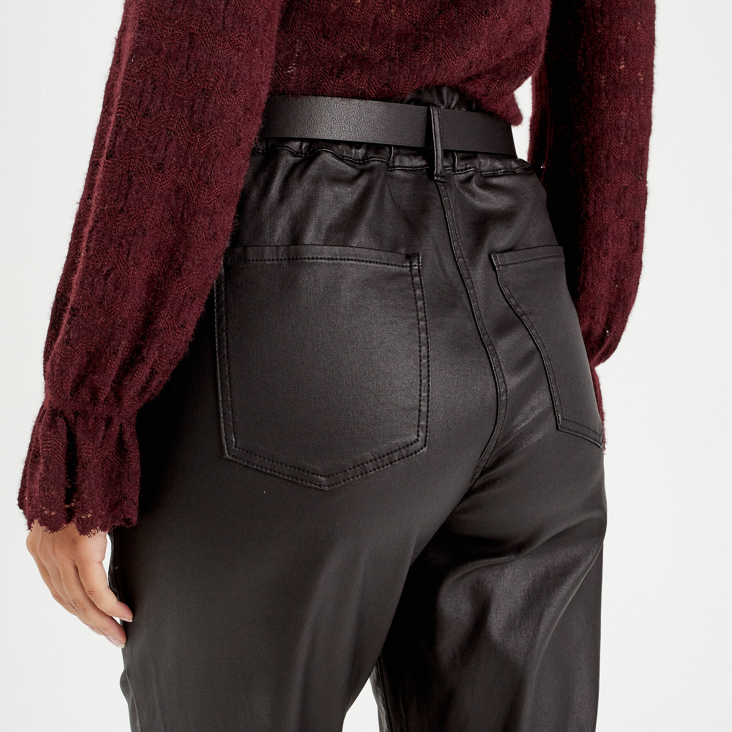 pantalon slouchy enduit 78eme noir femme Pantalon slouchy enduit 7/8ème noir femme