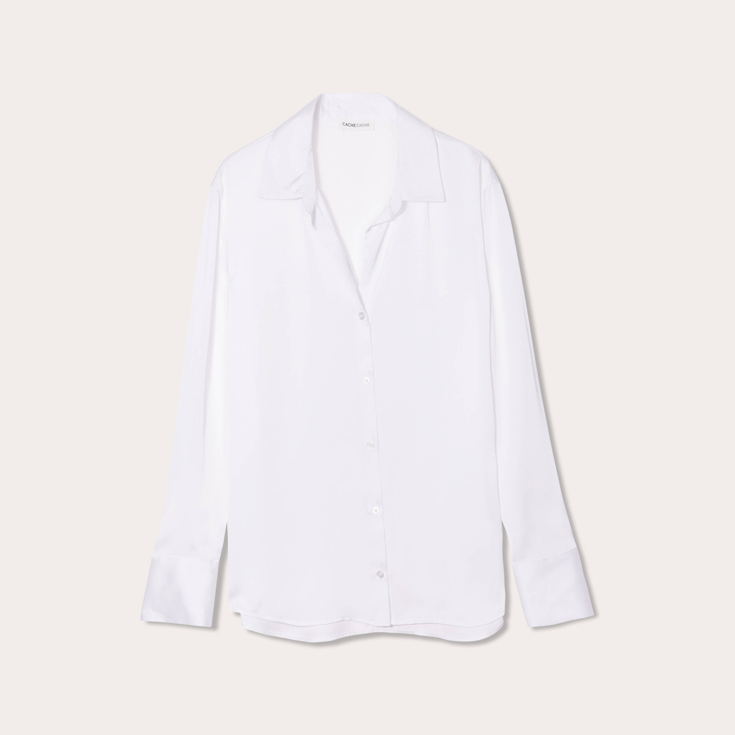 chemise manches longues satin blanc femme Chemise manches longues satin blanc femme