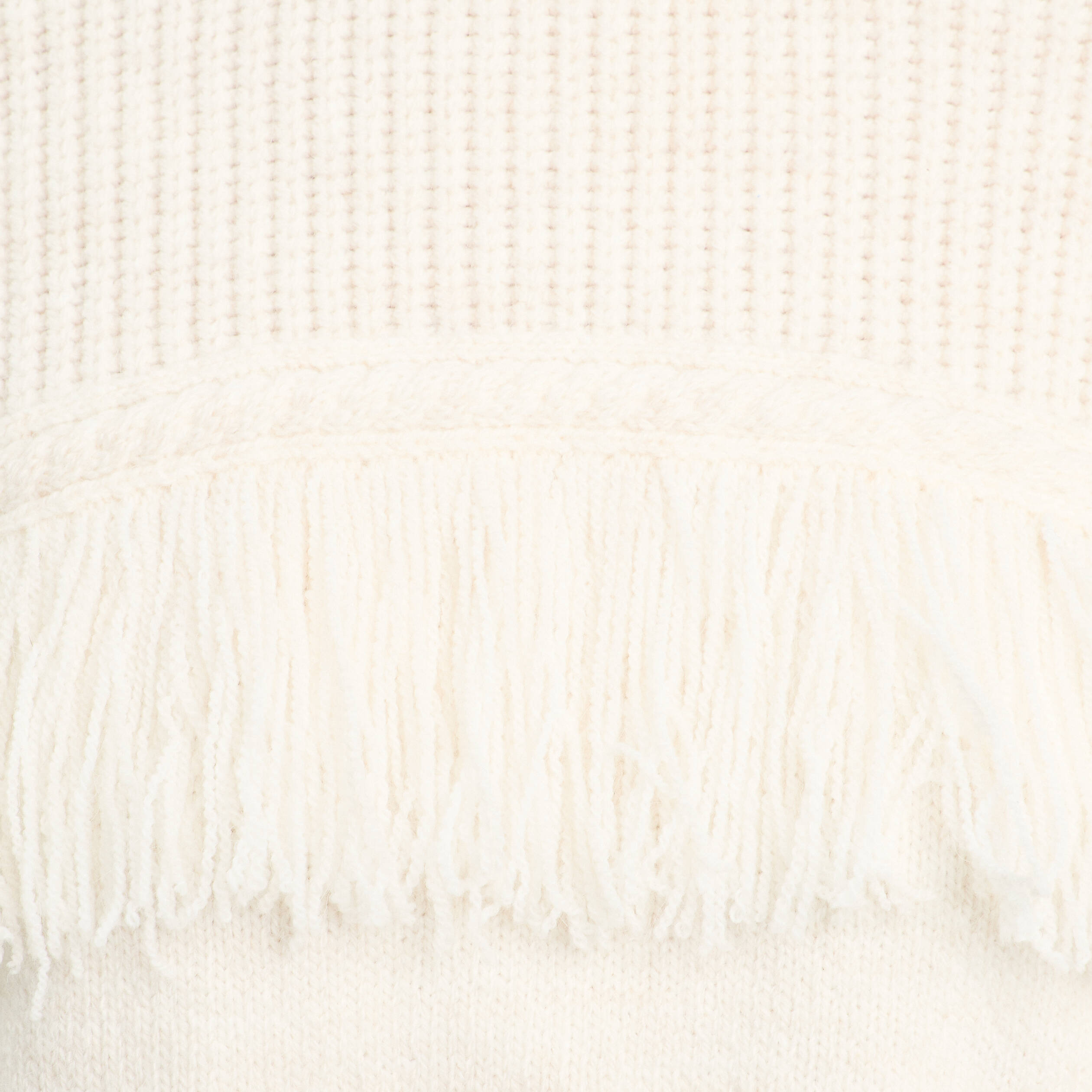 Pull avec franges ecru femme