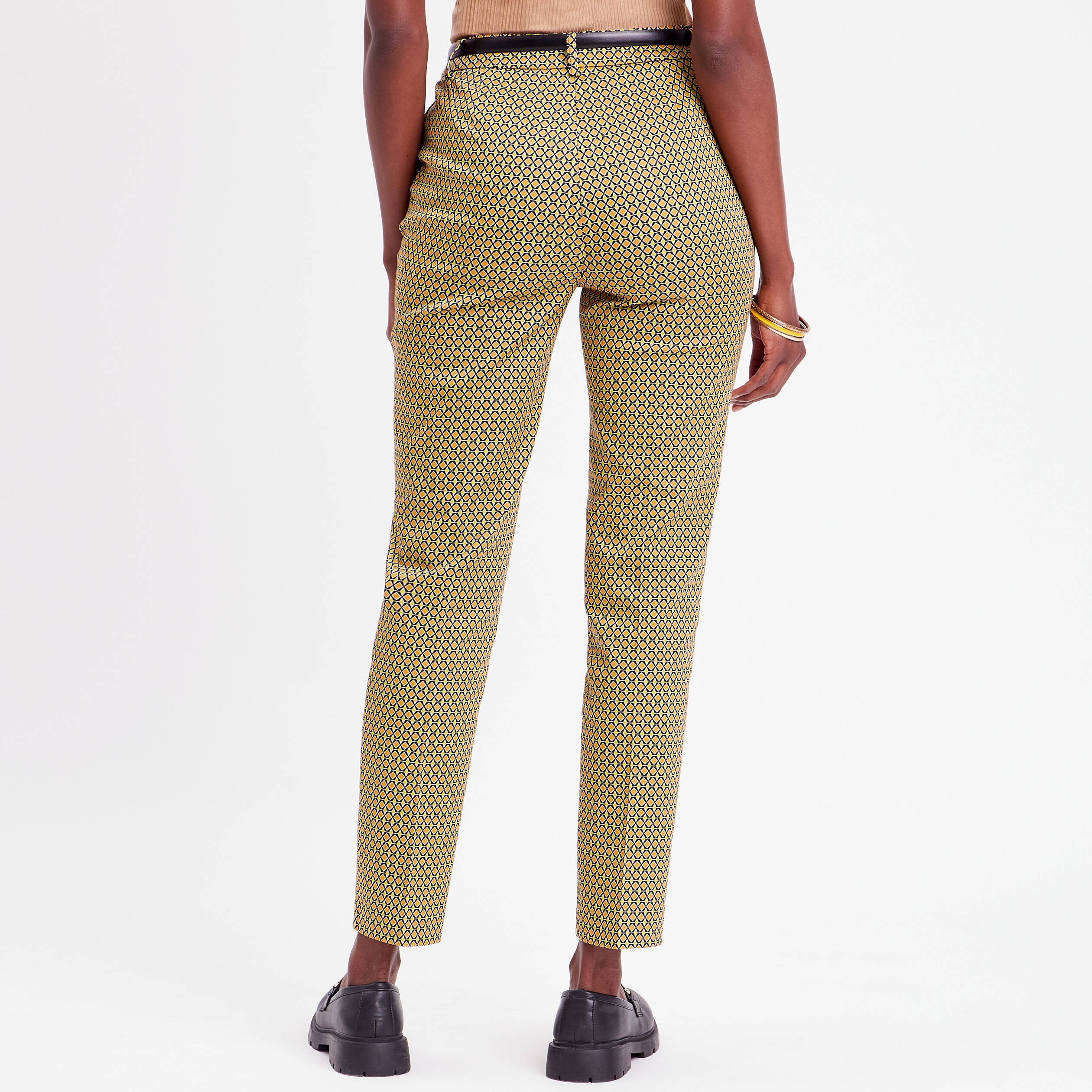 Pantalon city slim ceintur&eacute; blanc femme