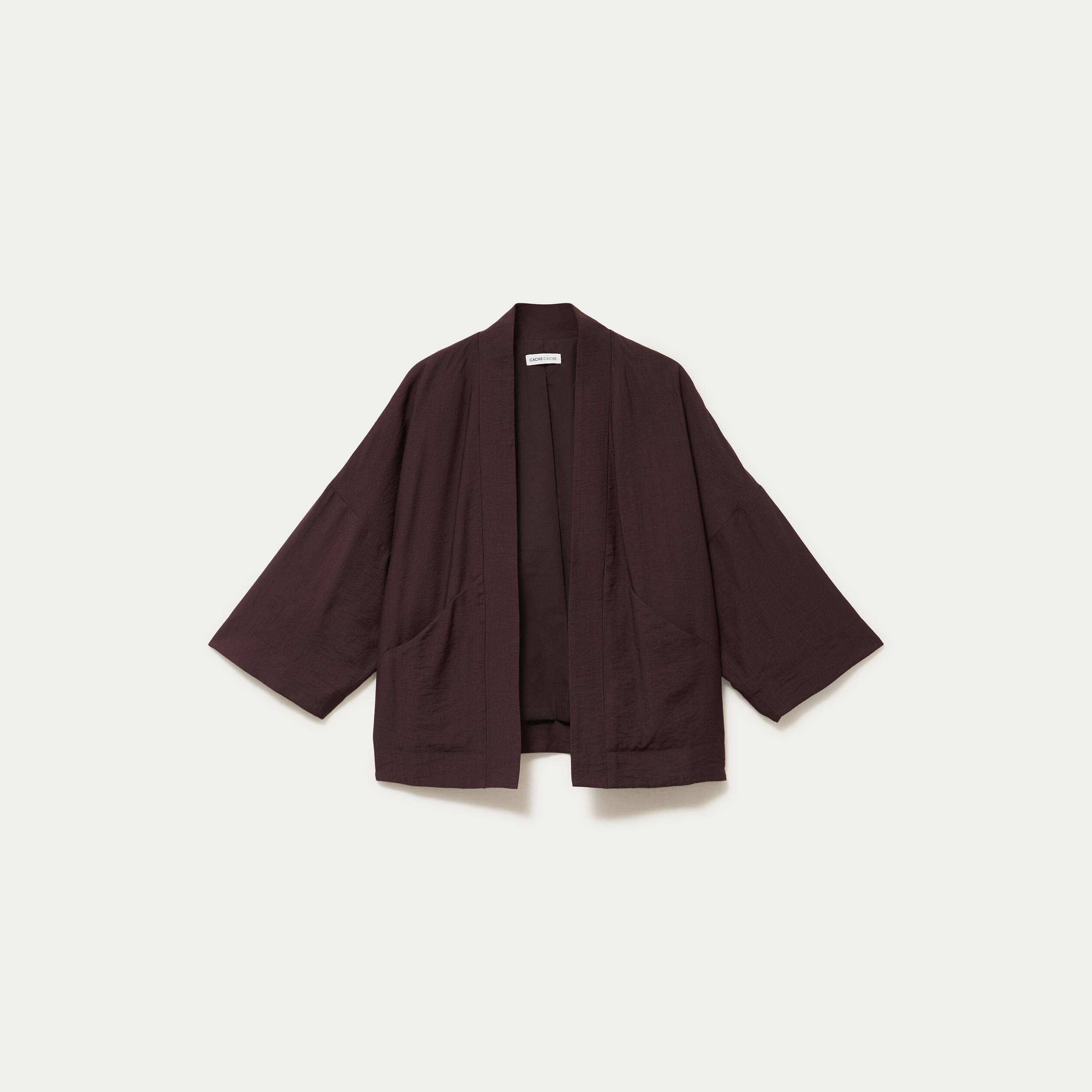 Veste pliss&eacute;e manches 3/4 marron fonc&eacute; femme