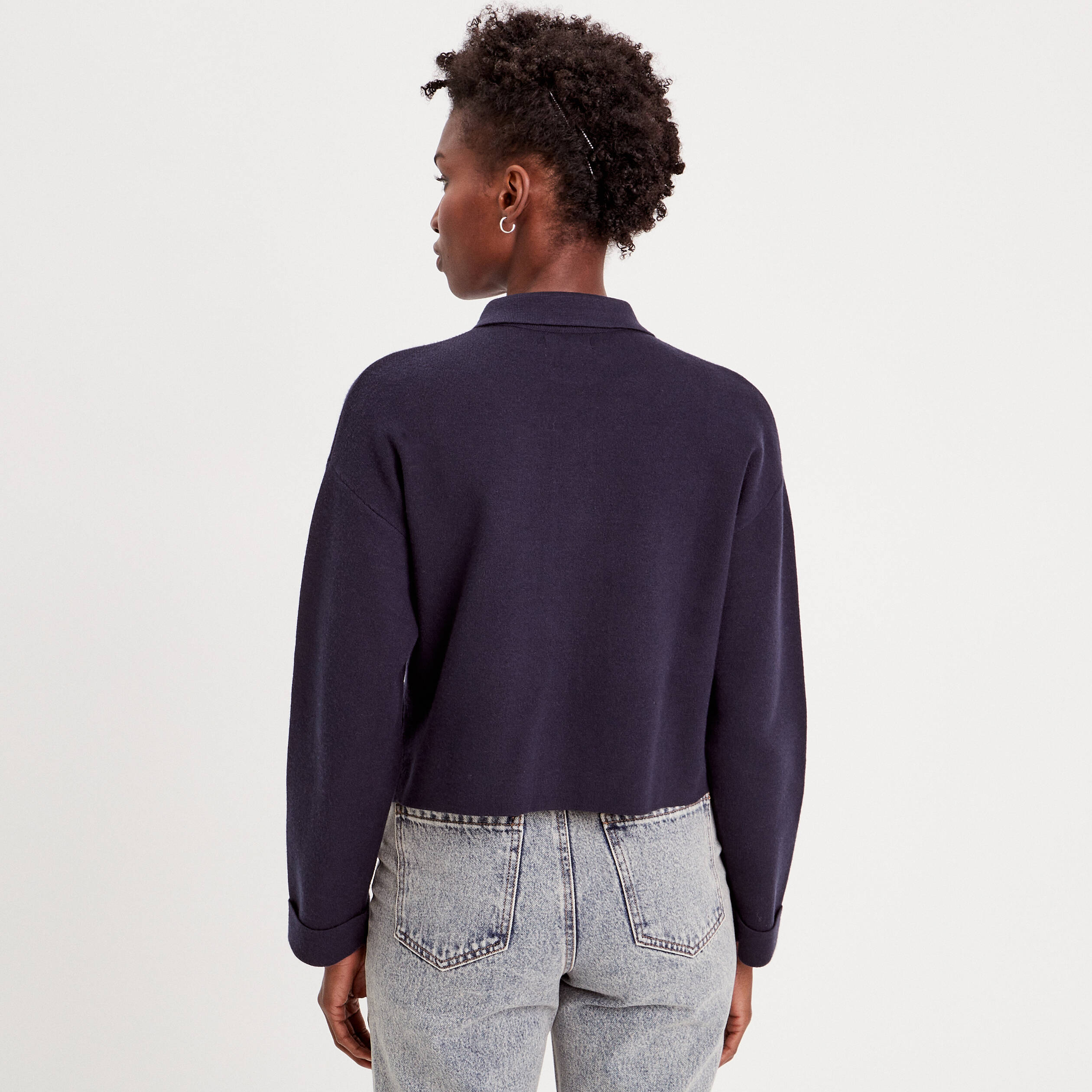 Veste droite zipp?�e bleu marine femme | Vibs