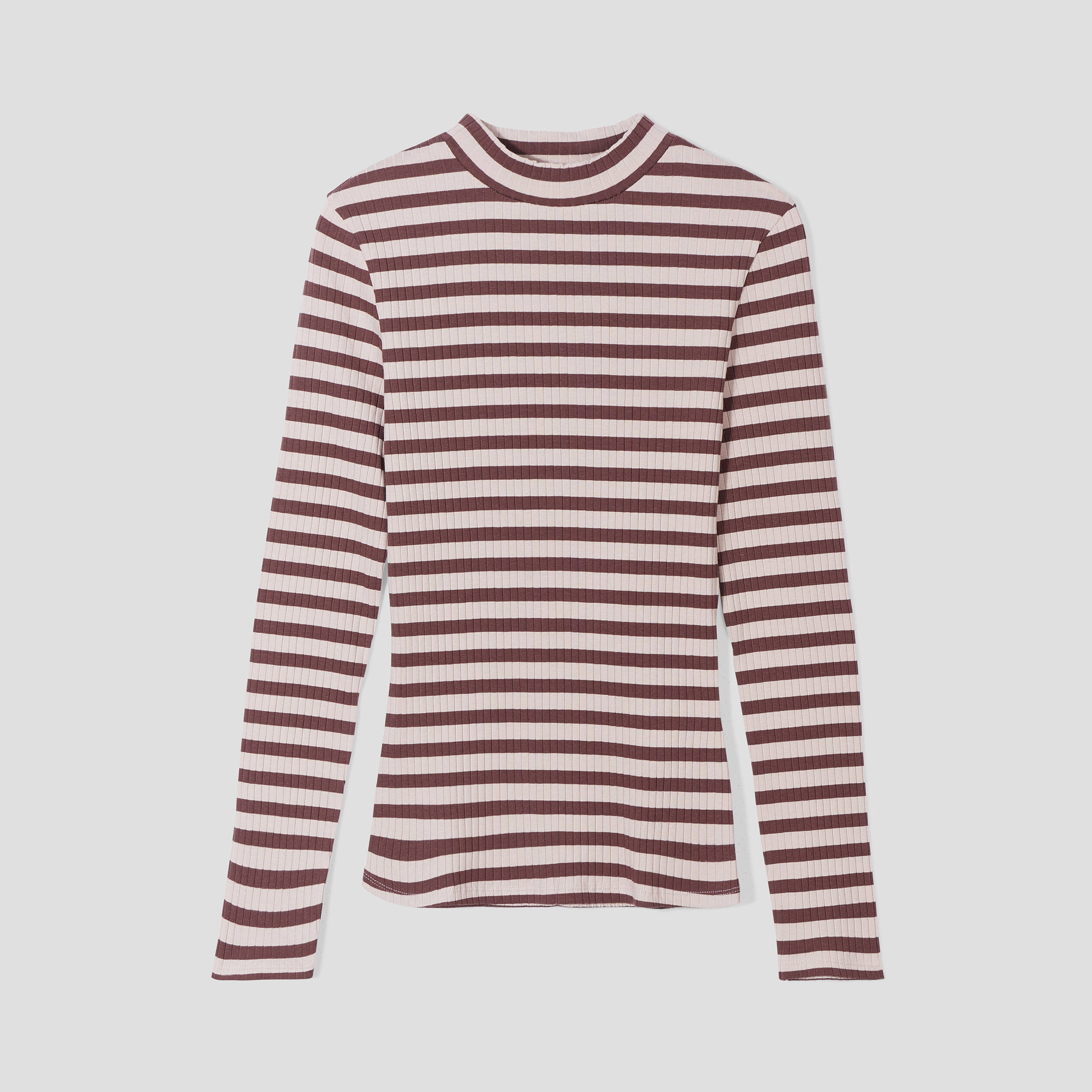 t shirt cintre col montant marron clair femme T-shirt cintré col montant marron clair femme